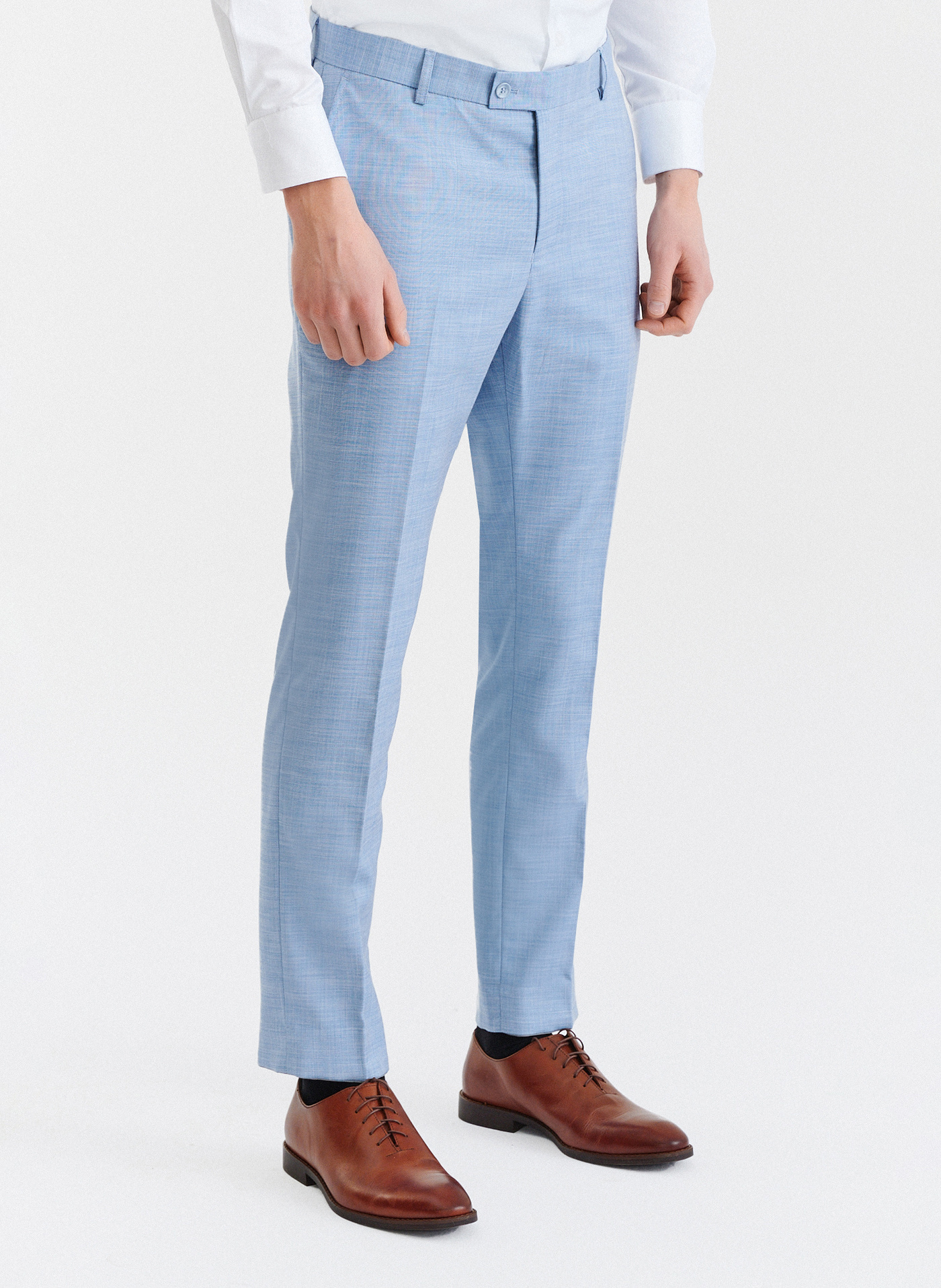 Niebieskie męskie spodnie garniturowe - Pako Lorente