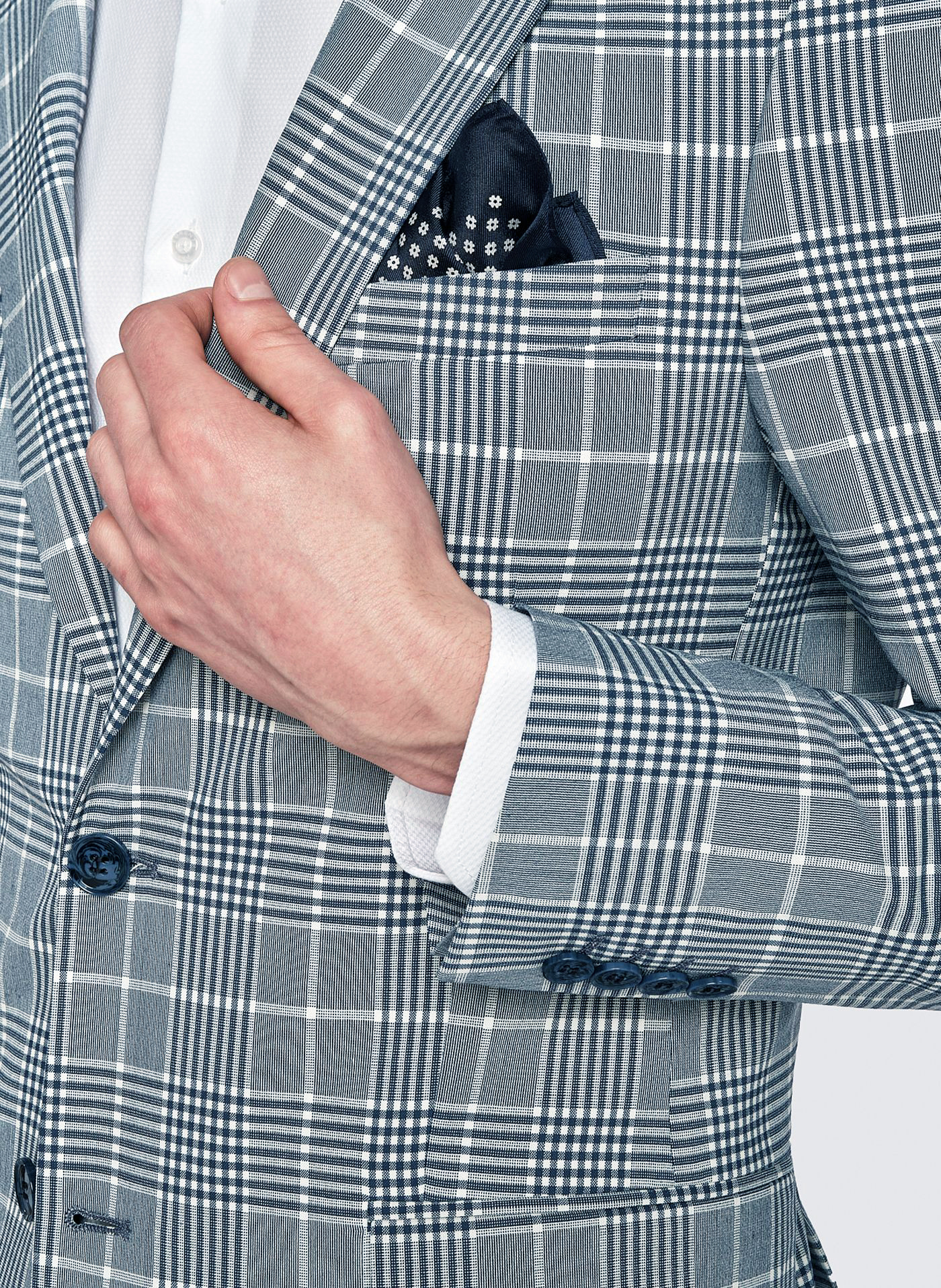 Niebieska marynarka garniturowa w kratę - Pako Lorente