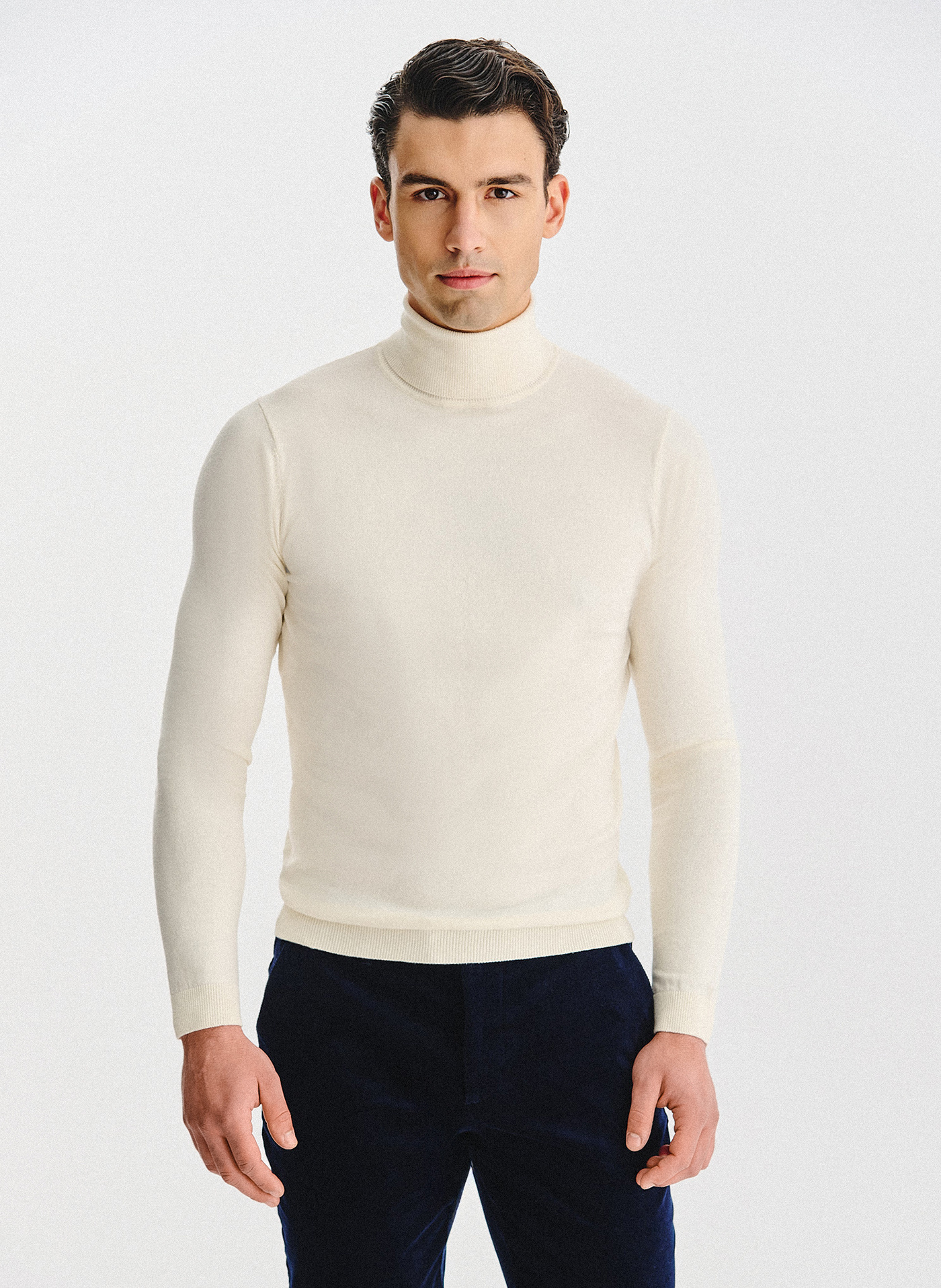 PAKO LORENTE - Biały gładki golf męski - Pako Lorente