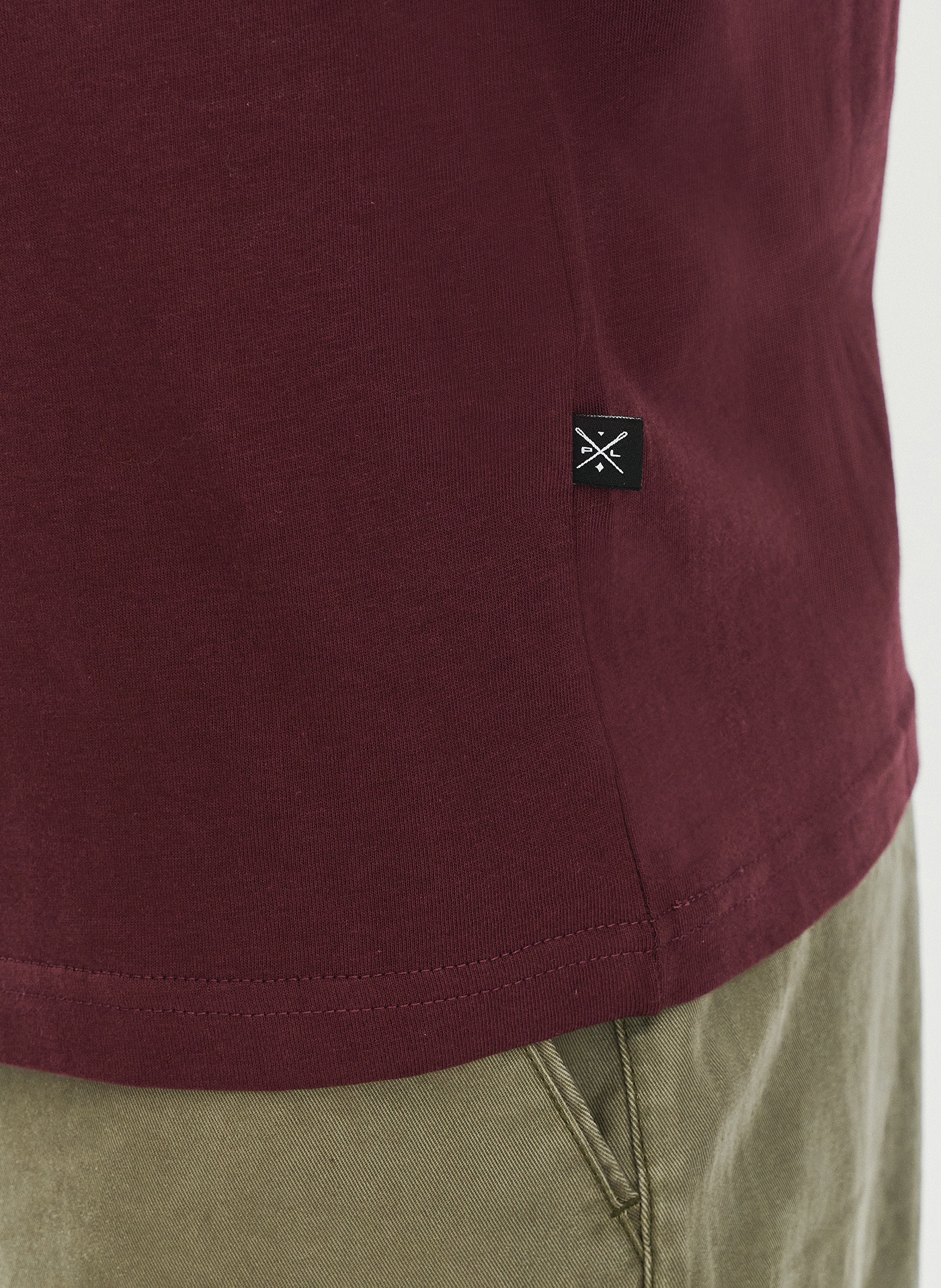 Bawełniany bordowy t-shirt z okrągłym dekoltem - Pako Lorente