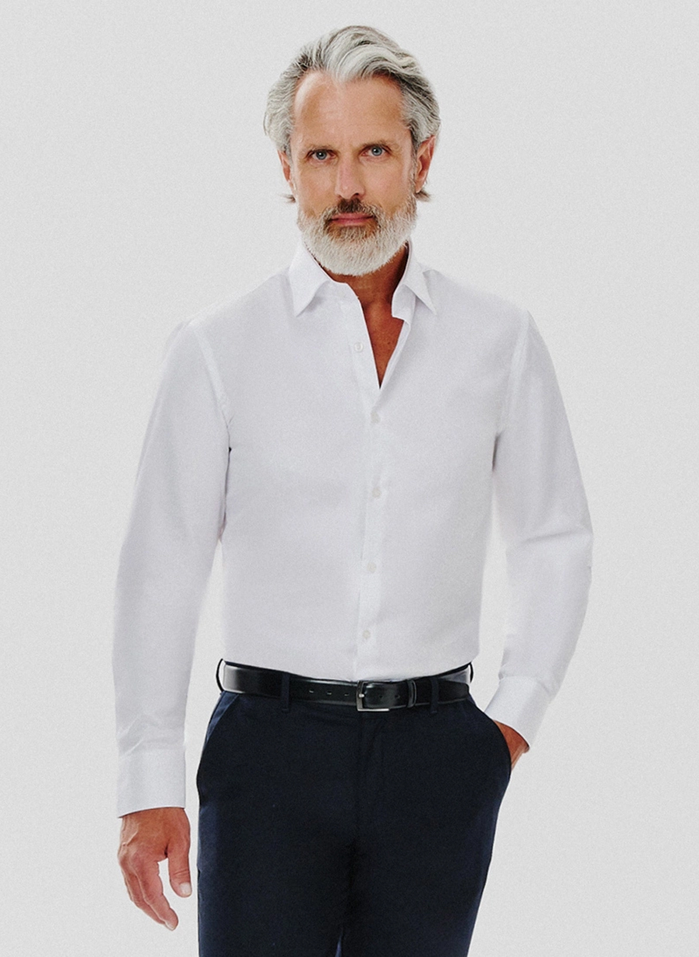 Gładka koszula męska w białym kolorze - Pako Lorente