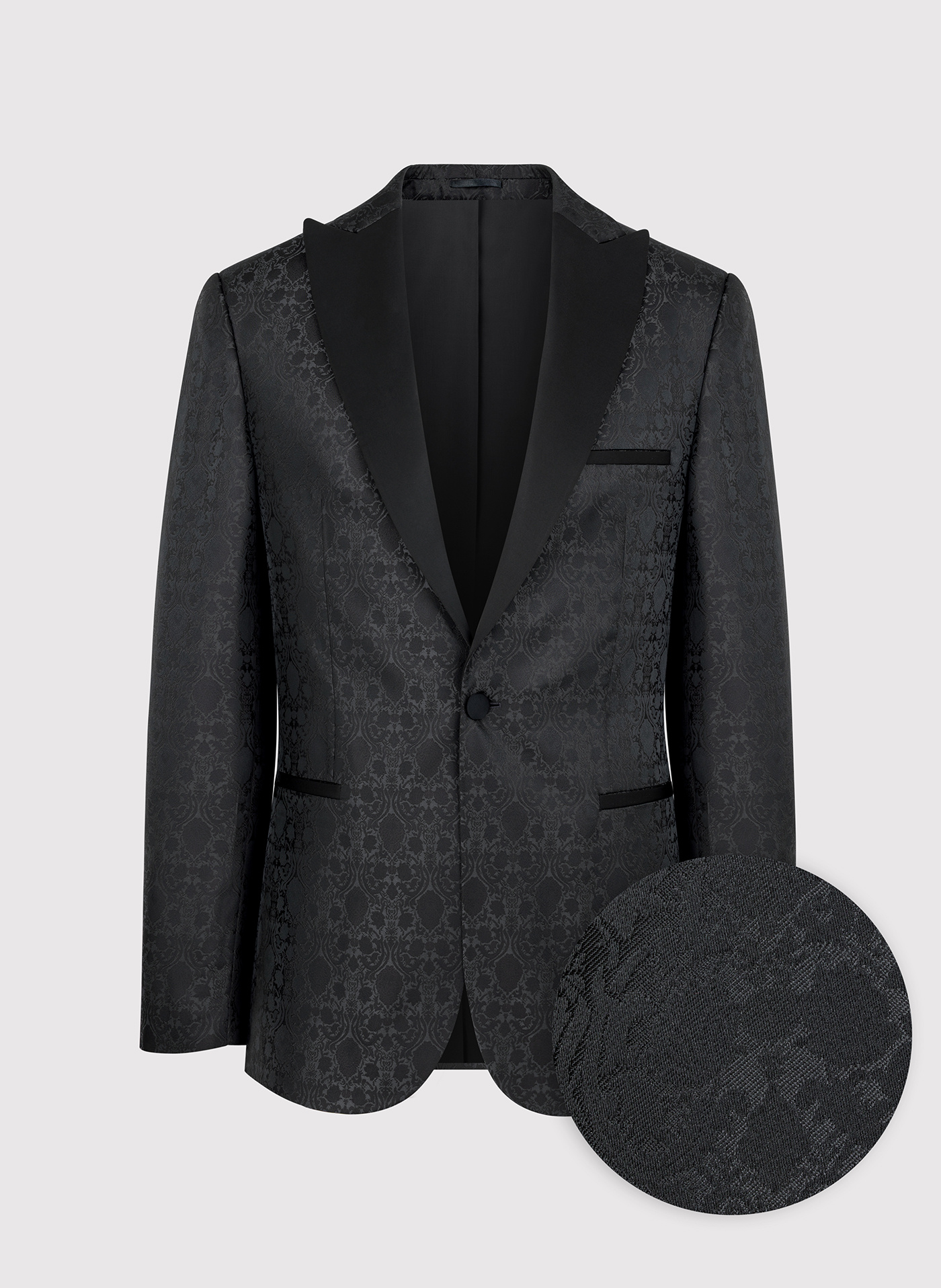 Czarna żakardowa marynarka smokingowa - Pako Lorente
