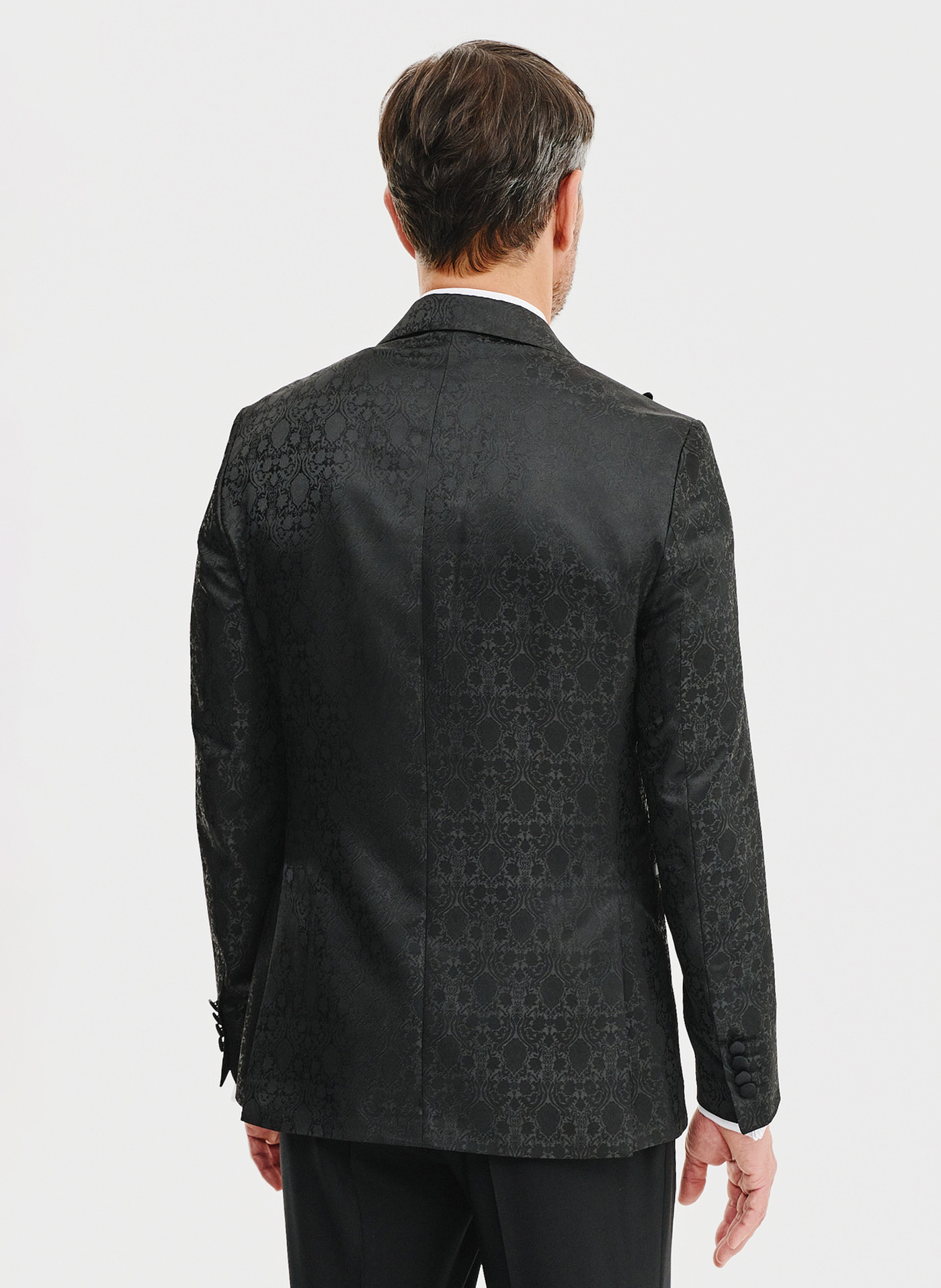 Czarna żakardowa marynarka smokingowa - Pako Lorente