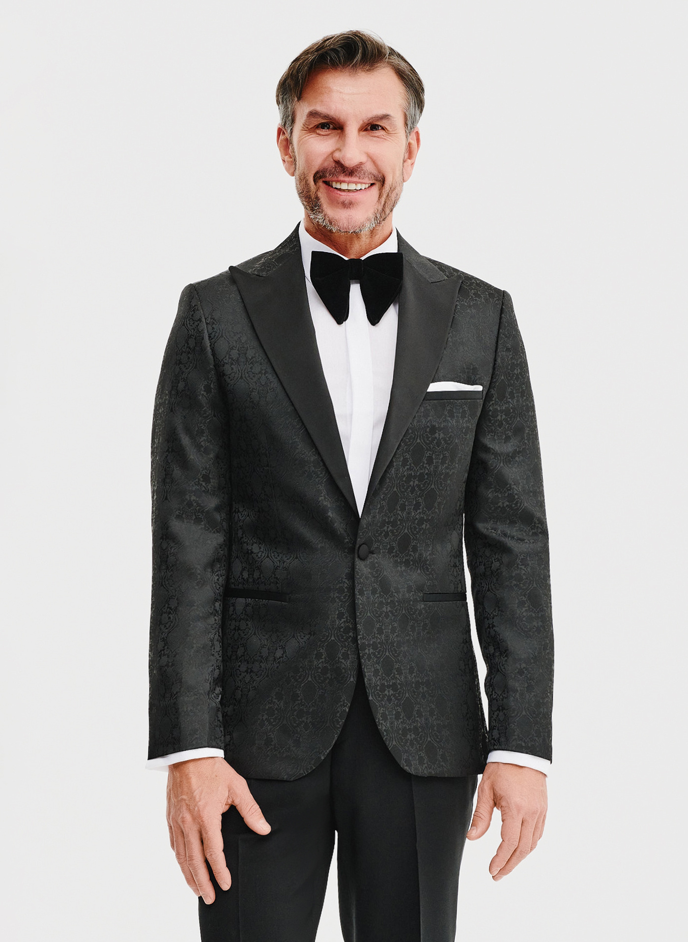 Czarna żakardowa marynarka smokingowa - Pako Lorente