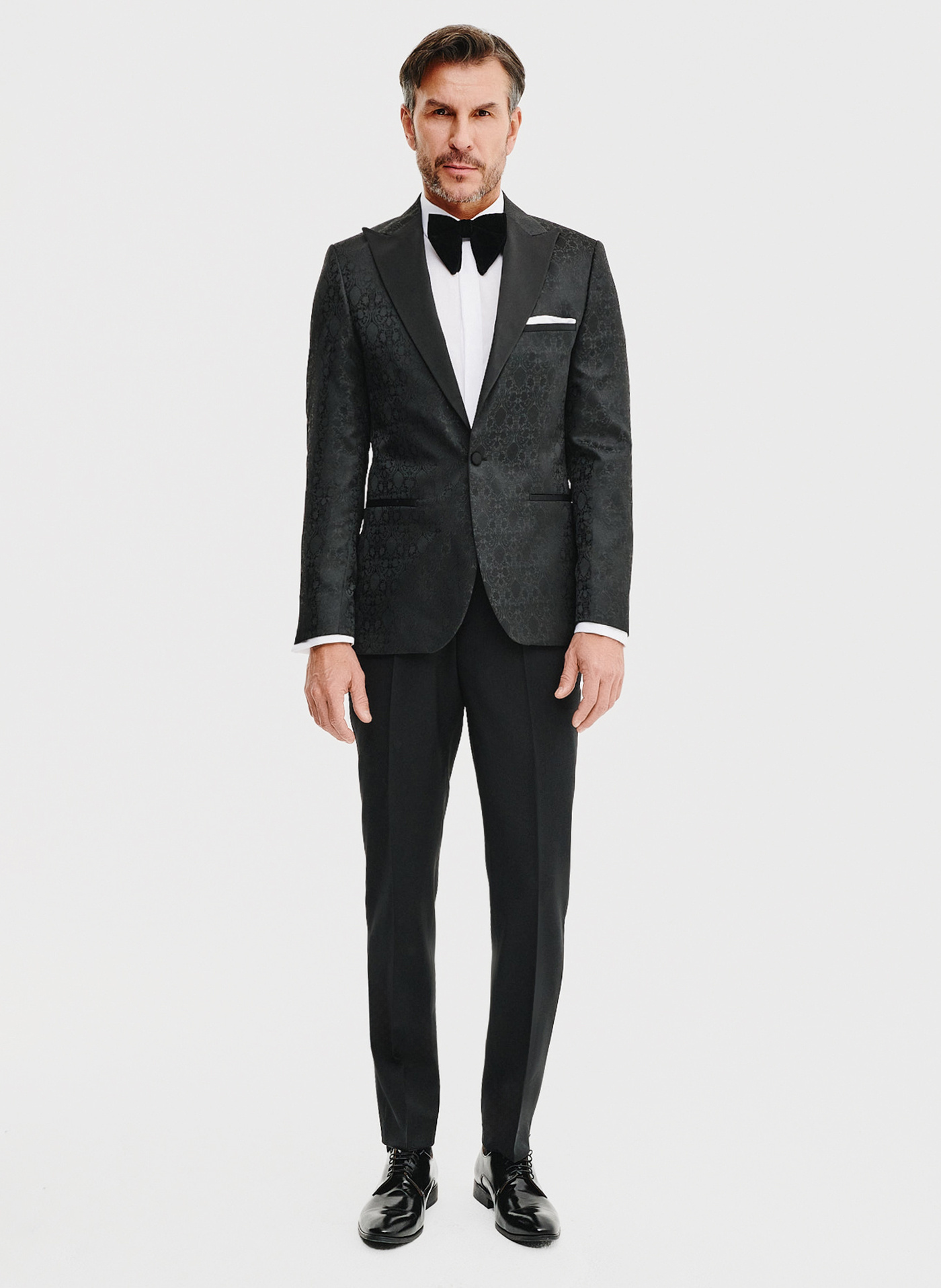 Czarna żakardowa marynarka smokingowa - Pako Lorente
