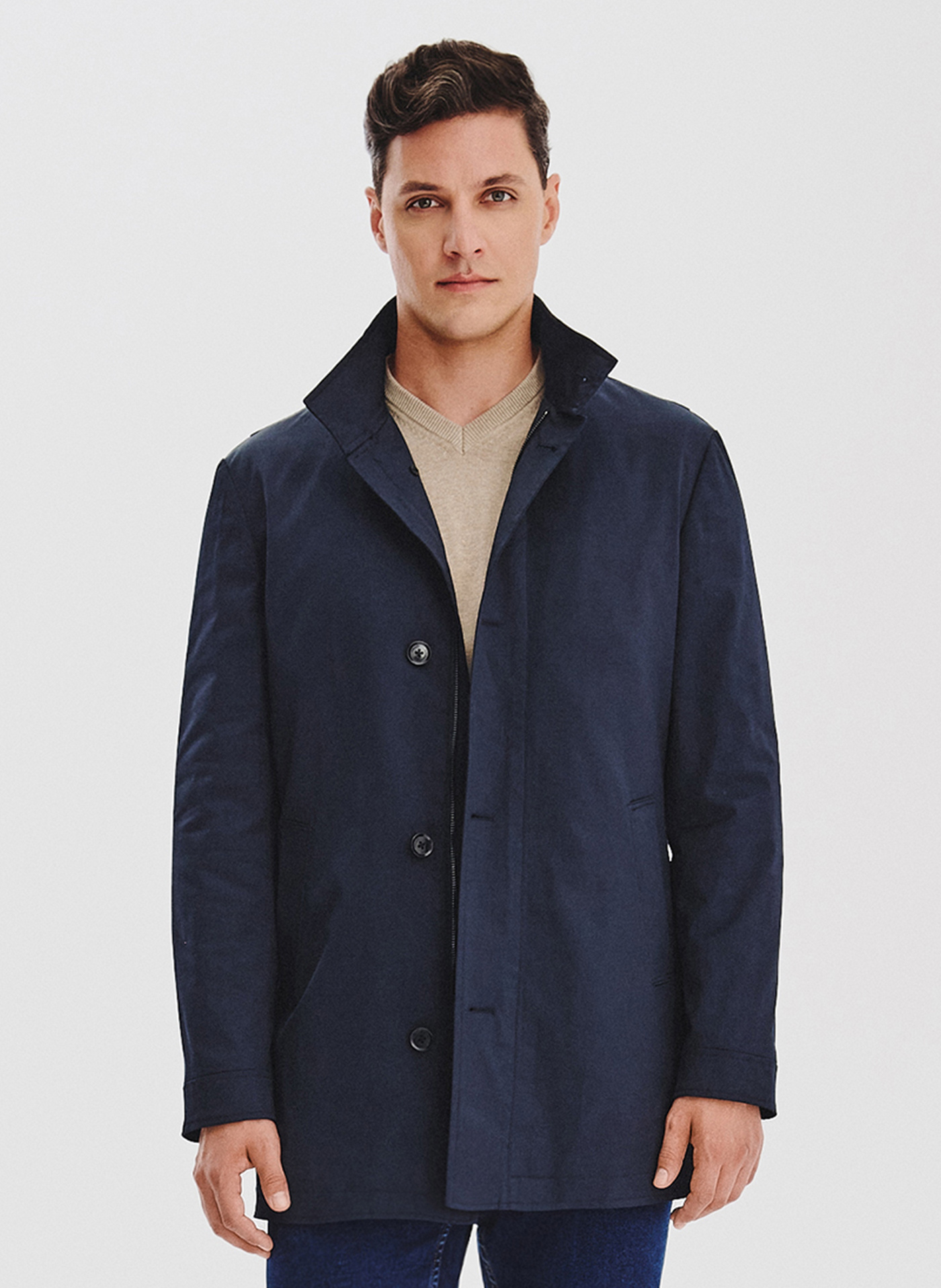 Granatowy płaszcz jesienny - Pako Lorente