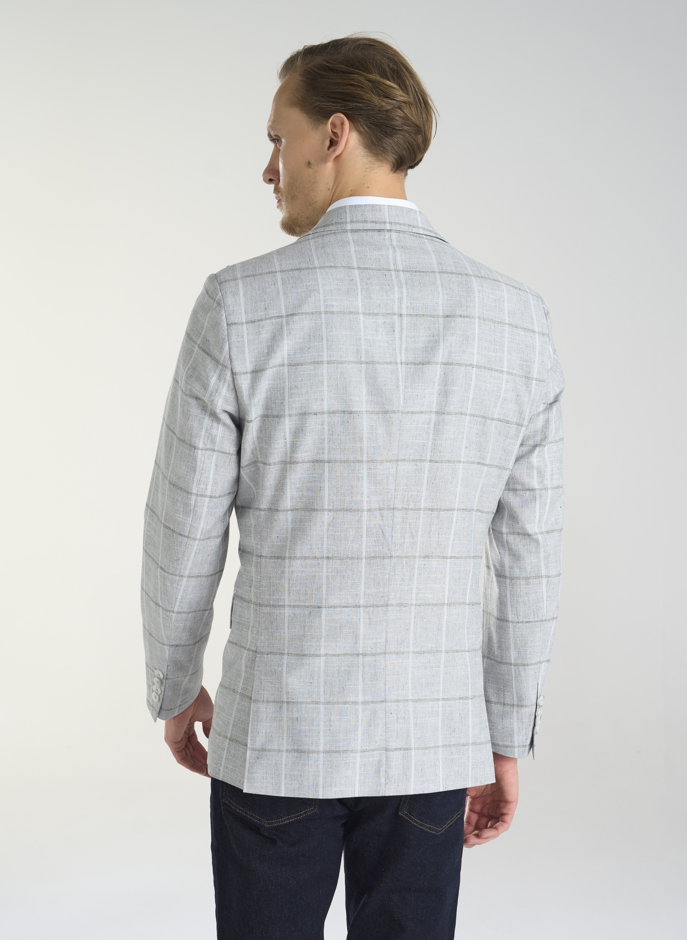 Jasnoszara marynarka męska w kratkę - Pako Lorente