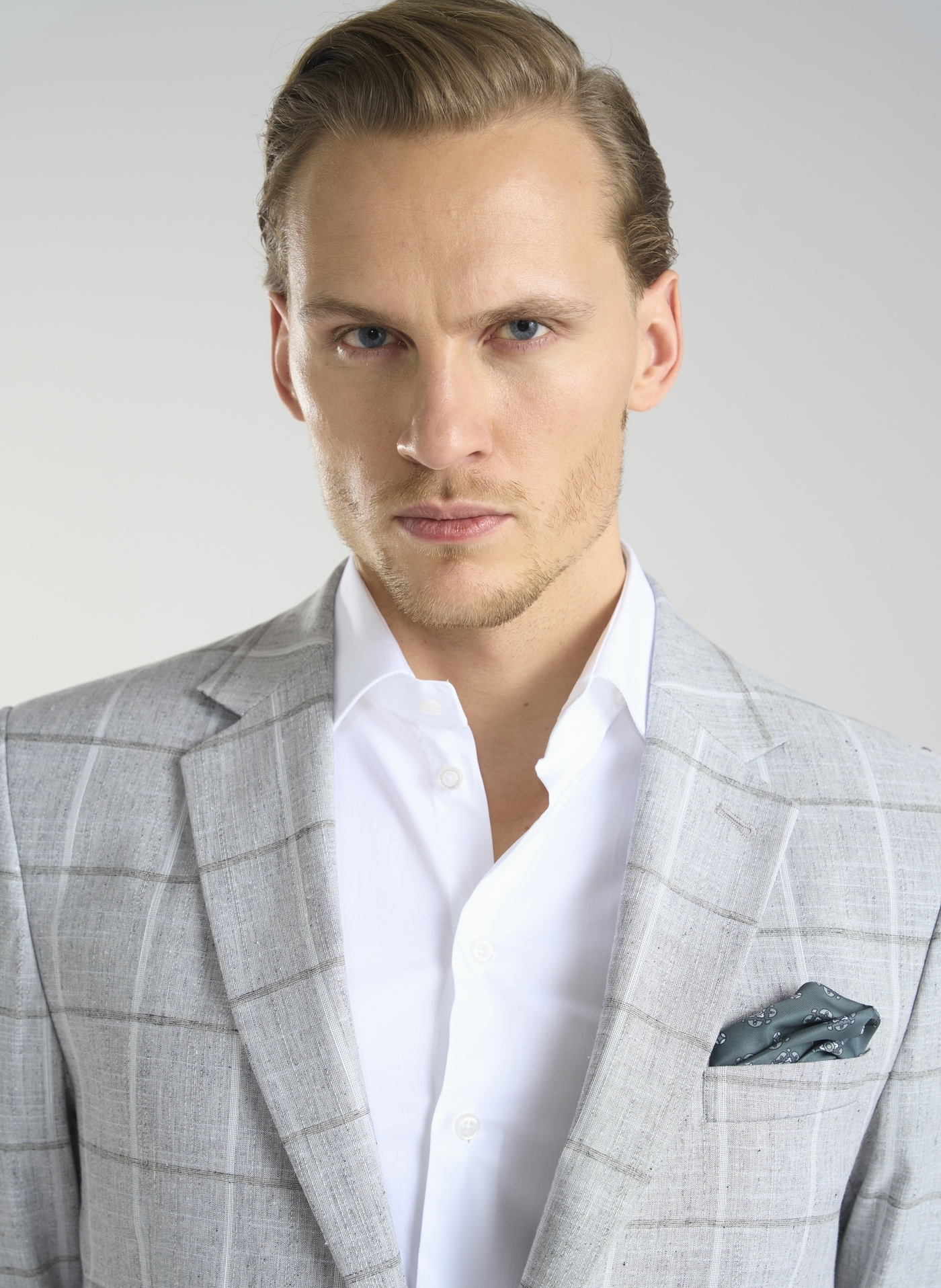 Jasnoszara marynarka męska w kratkę - Pako Lorente