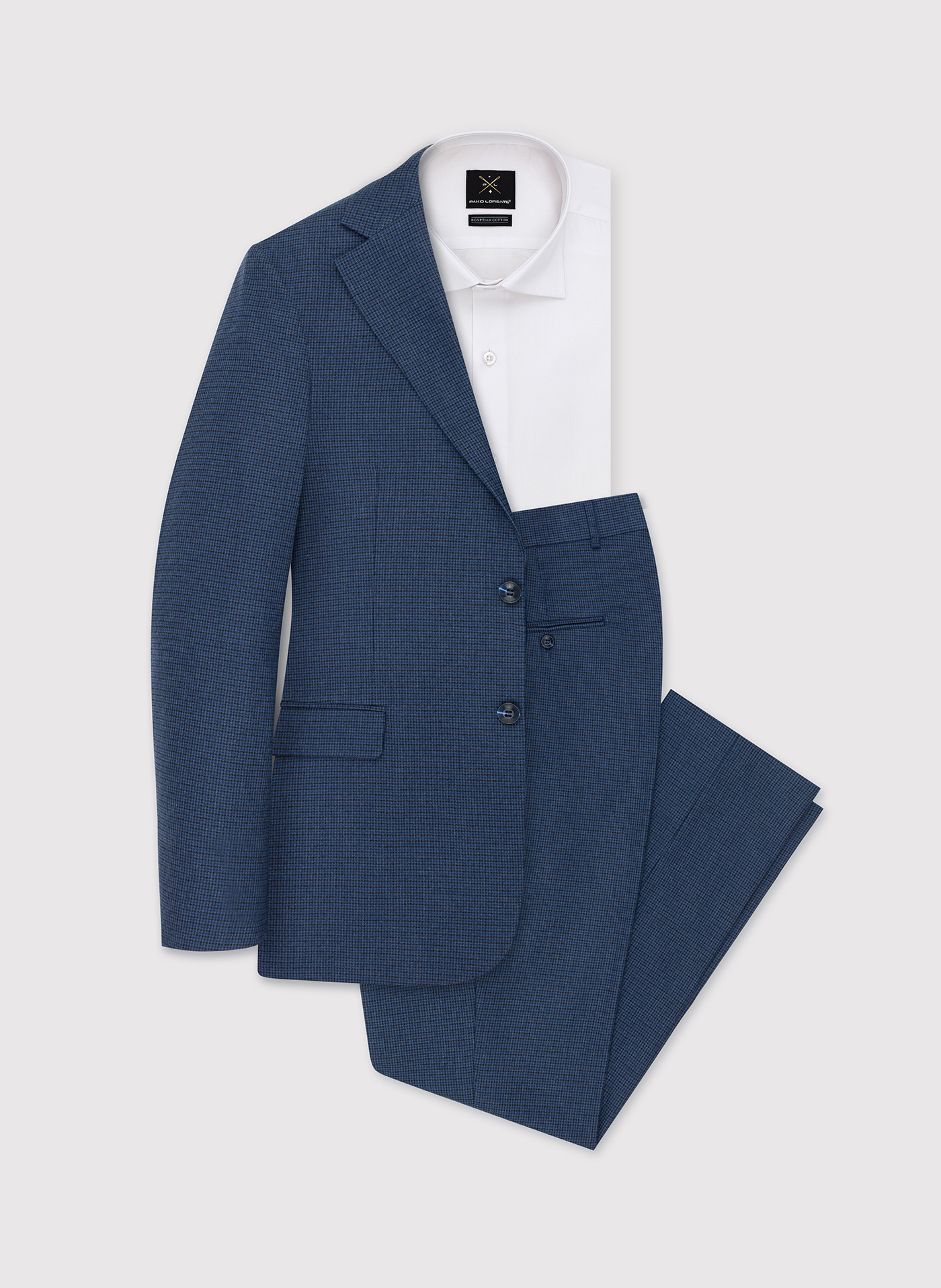 Granatowe spodnie garniturowe w pepitkę - Pako Lorente