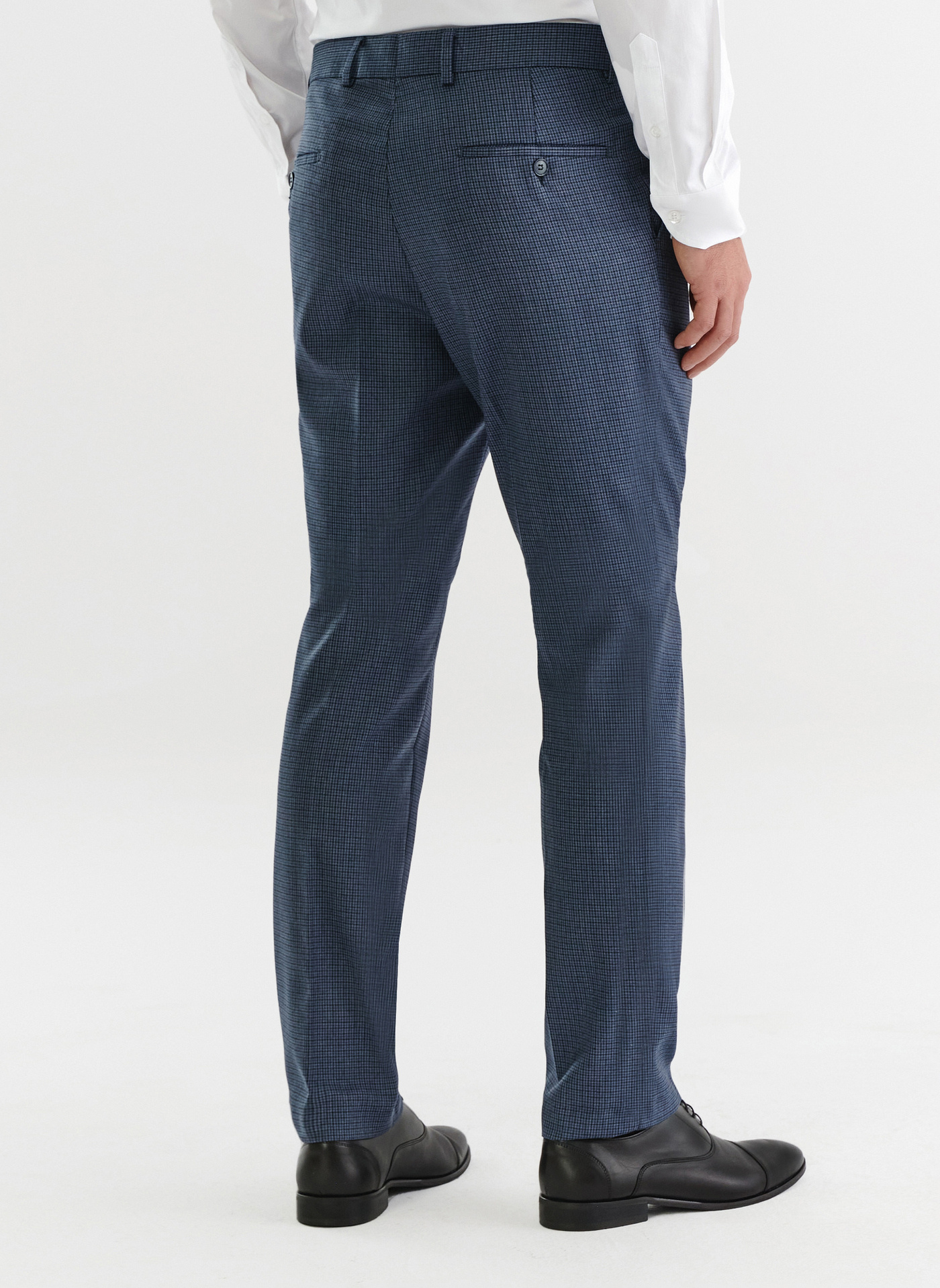 Granatowe spodnie garniturowe w pepitkę - Pako Lorente