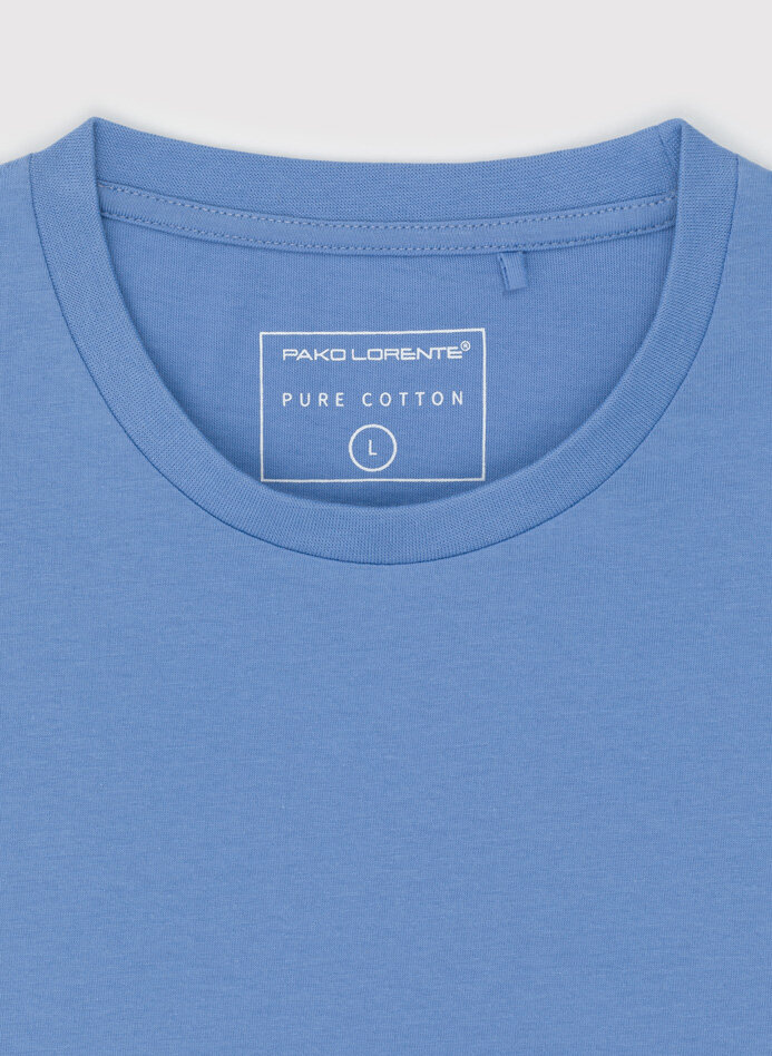 Bawełniany niebieski t-shirt z okrągłym dekoltem - Pako Lorente