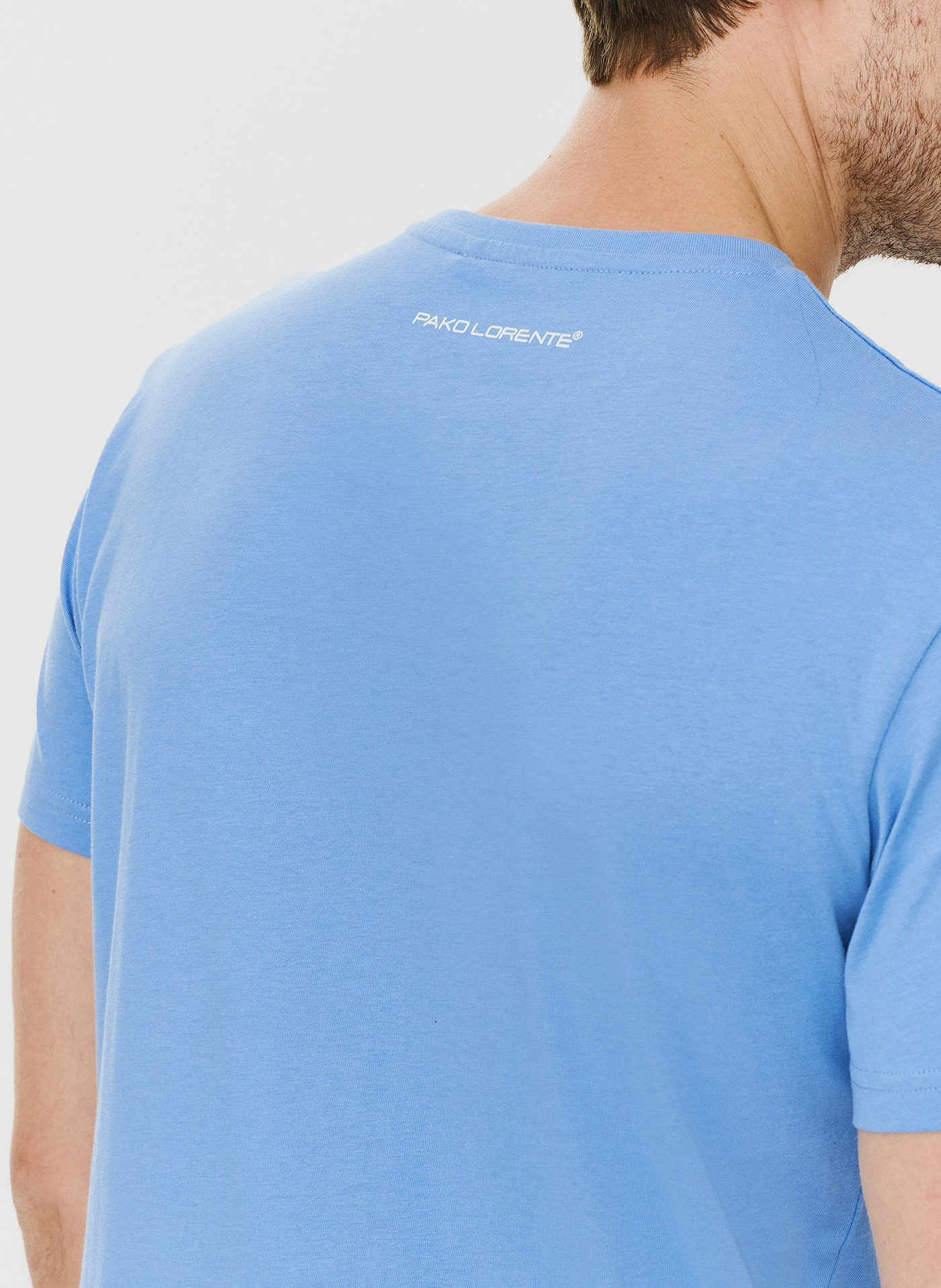 Bawełniany niebieski t-shirt z okrągłym dekoltem - Pako Lorente