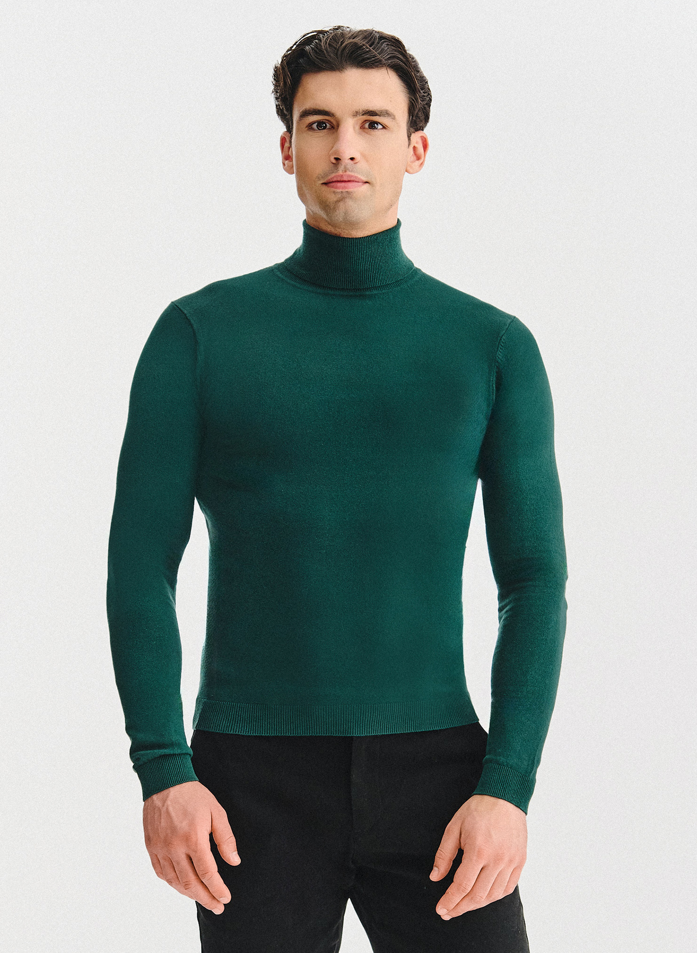 PAKO LORENTE - Ciemnozielony gładki golf męski - Pako Lorente