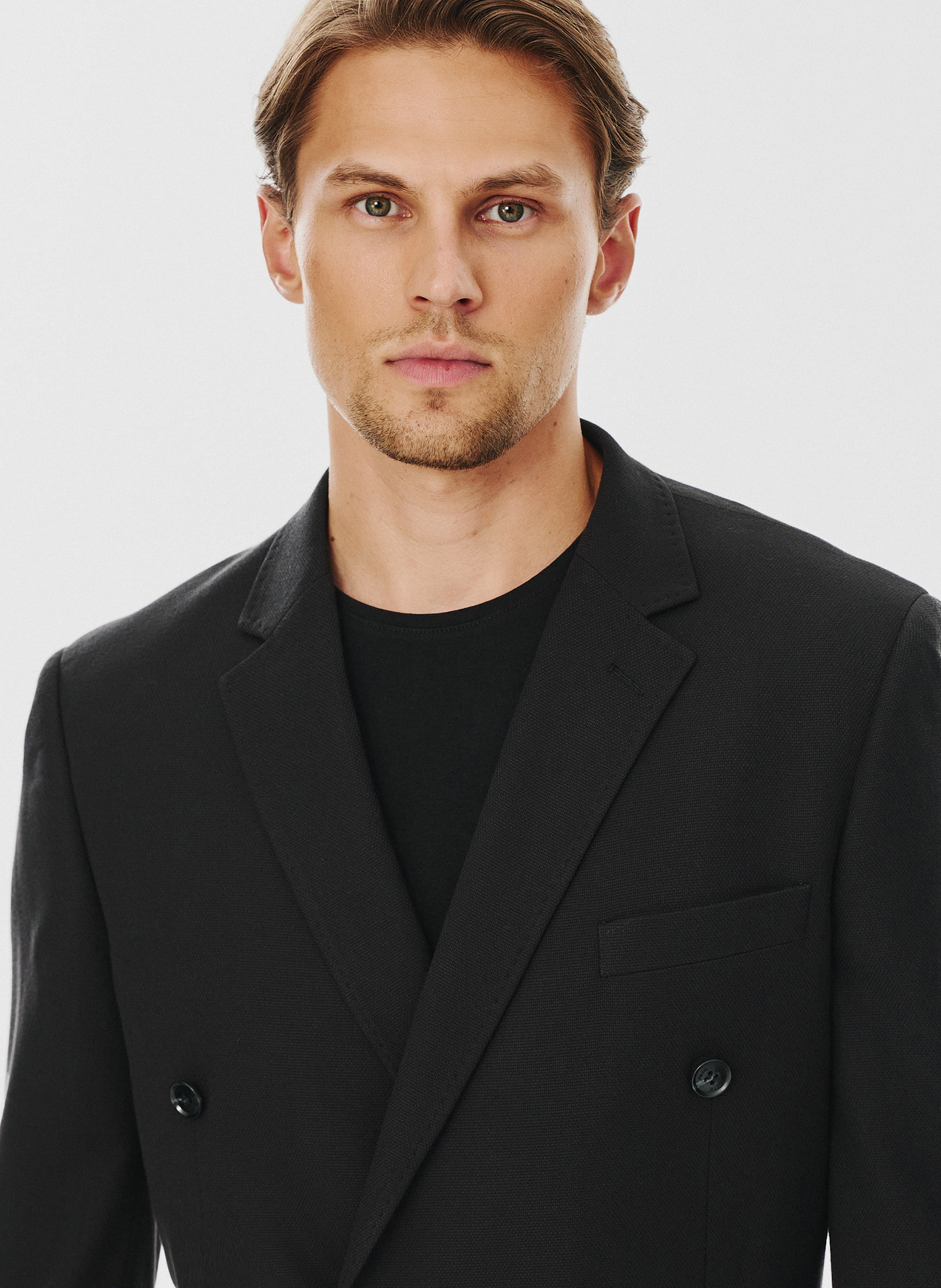 Czarna dwurzędowa marynarka męska - Pako Lorente