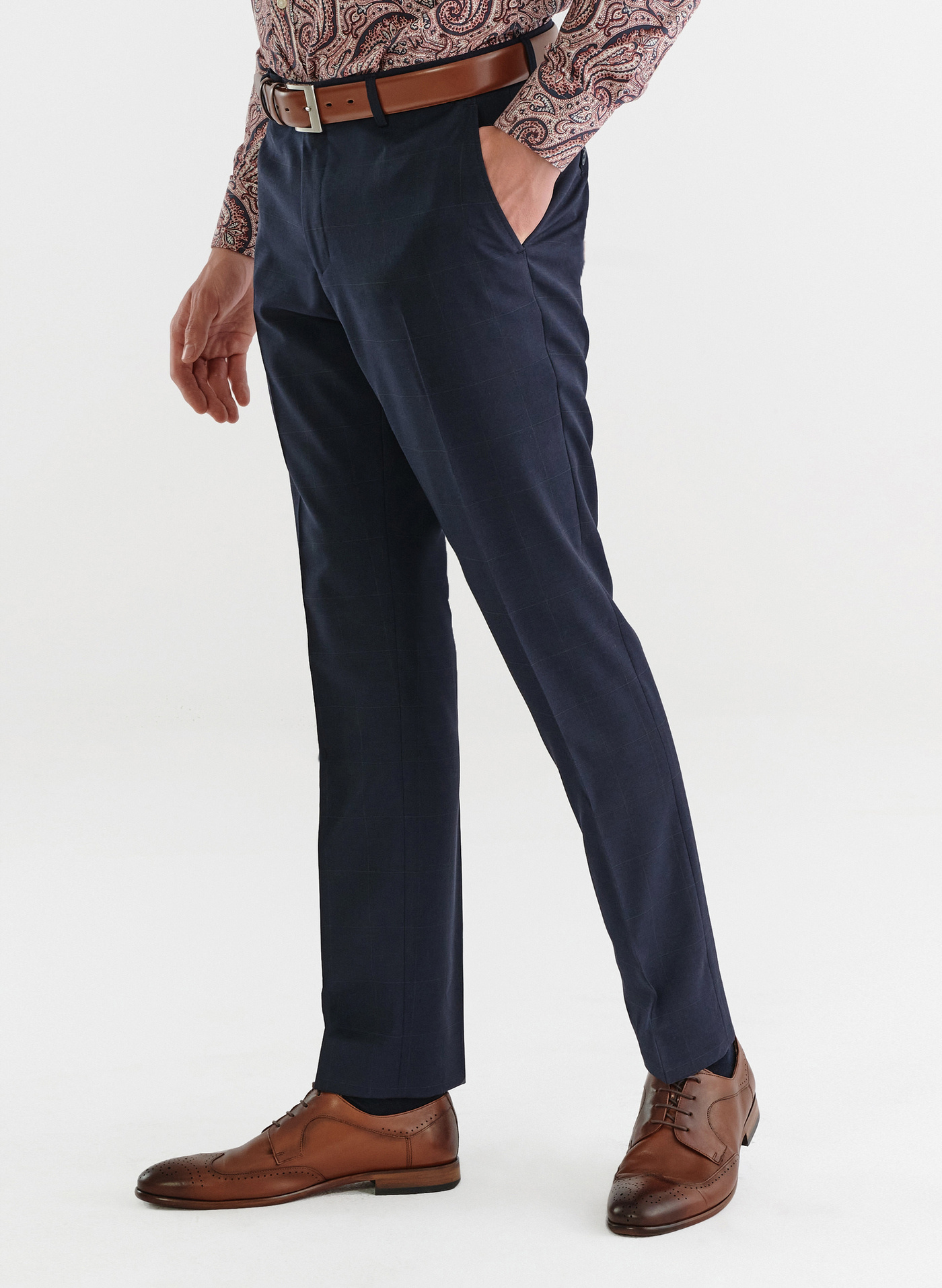 Spodnie garniturowe w kratę Windowpane - Pako Lorente