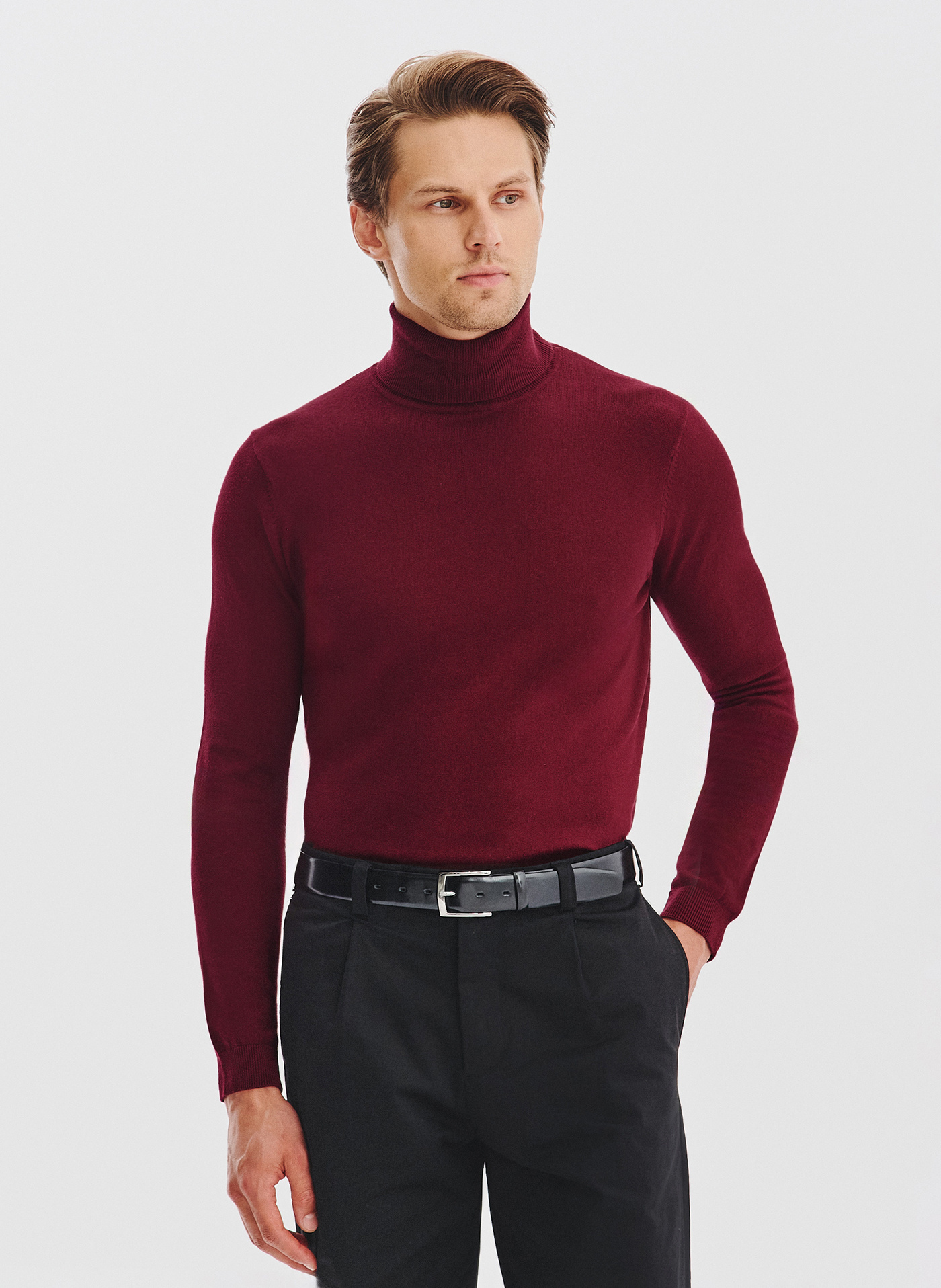 PAKO LORENTE - Bordowy gładki golf męski - Pako Lorente