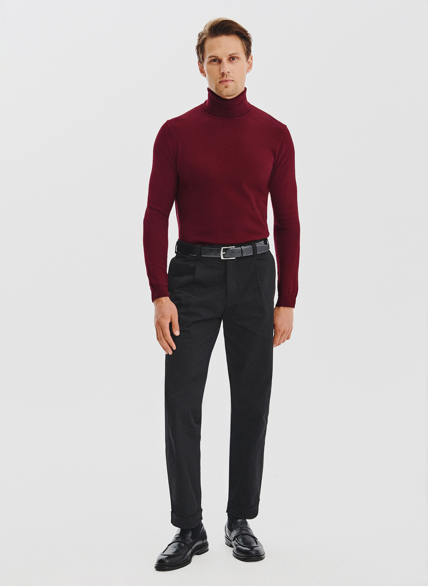 PAKO LORENTE - Bordowy gładki golf męski - Pako Lorente