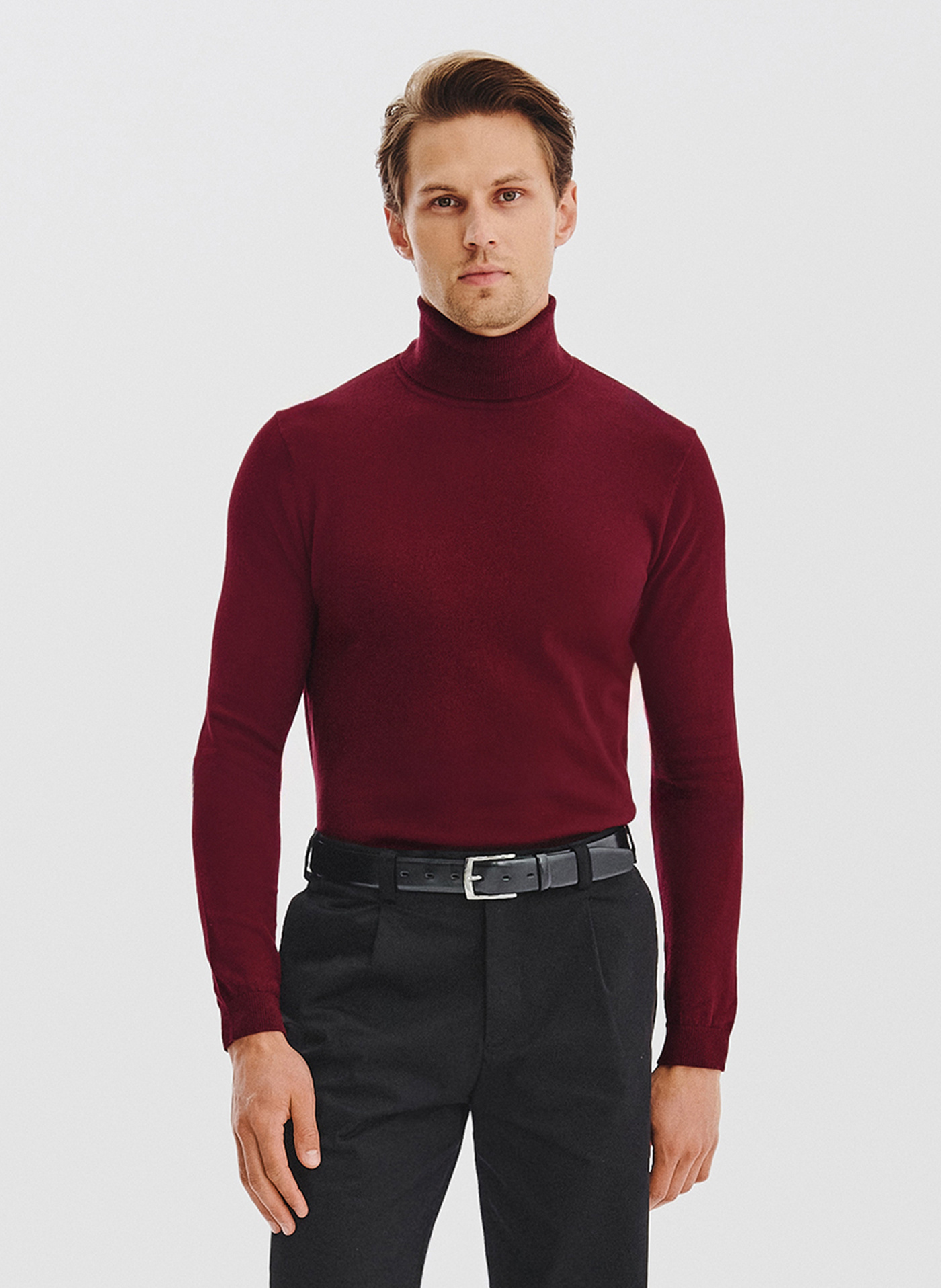 PAKO LORENTE - Bordowy gładki golf męski - Pako Lorente