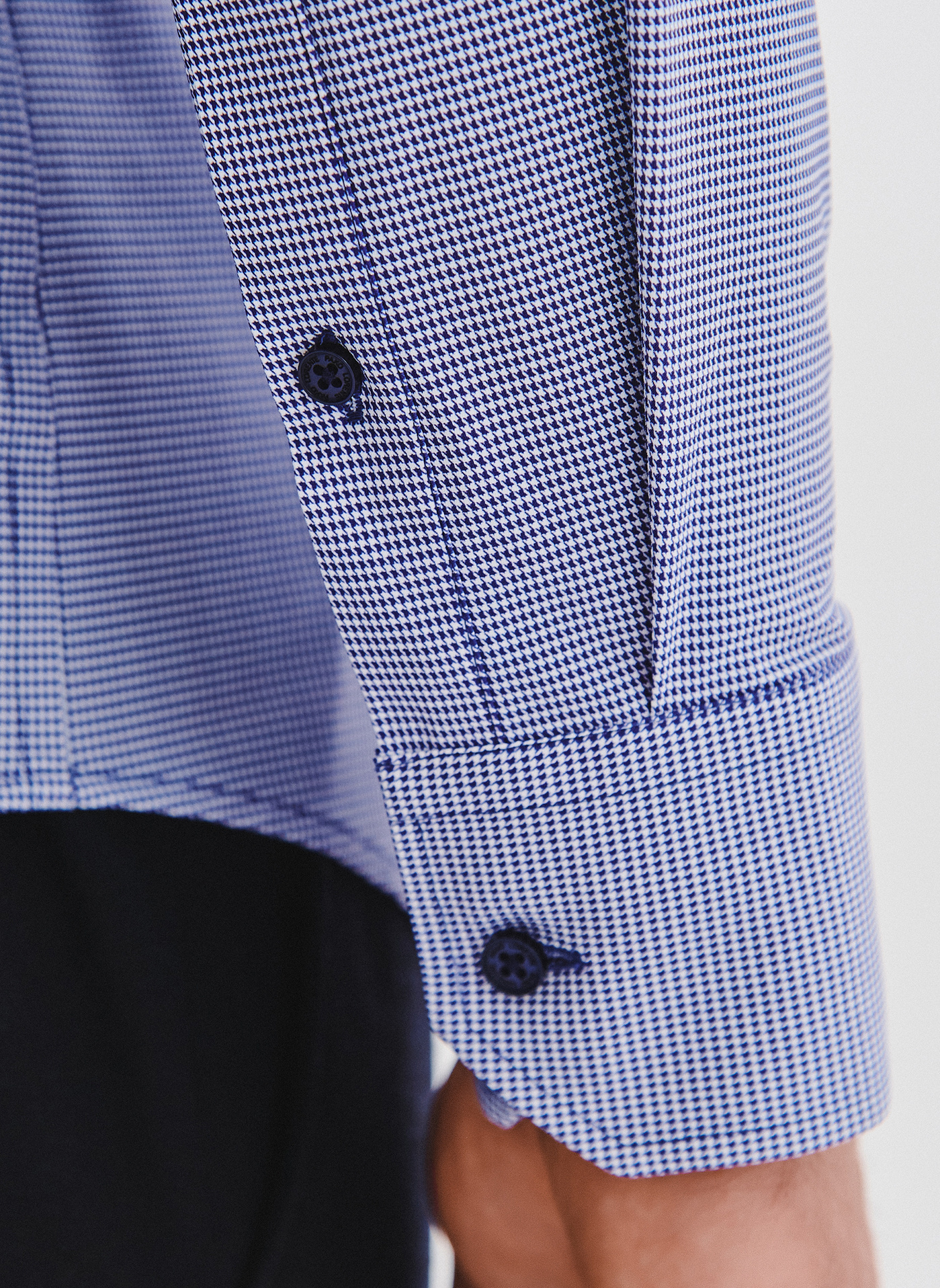 Granatowa dzianinowa koszula w pepitkę - Pako Lorente