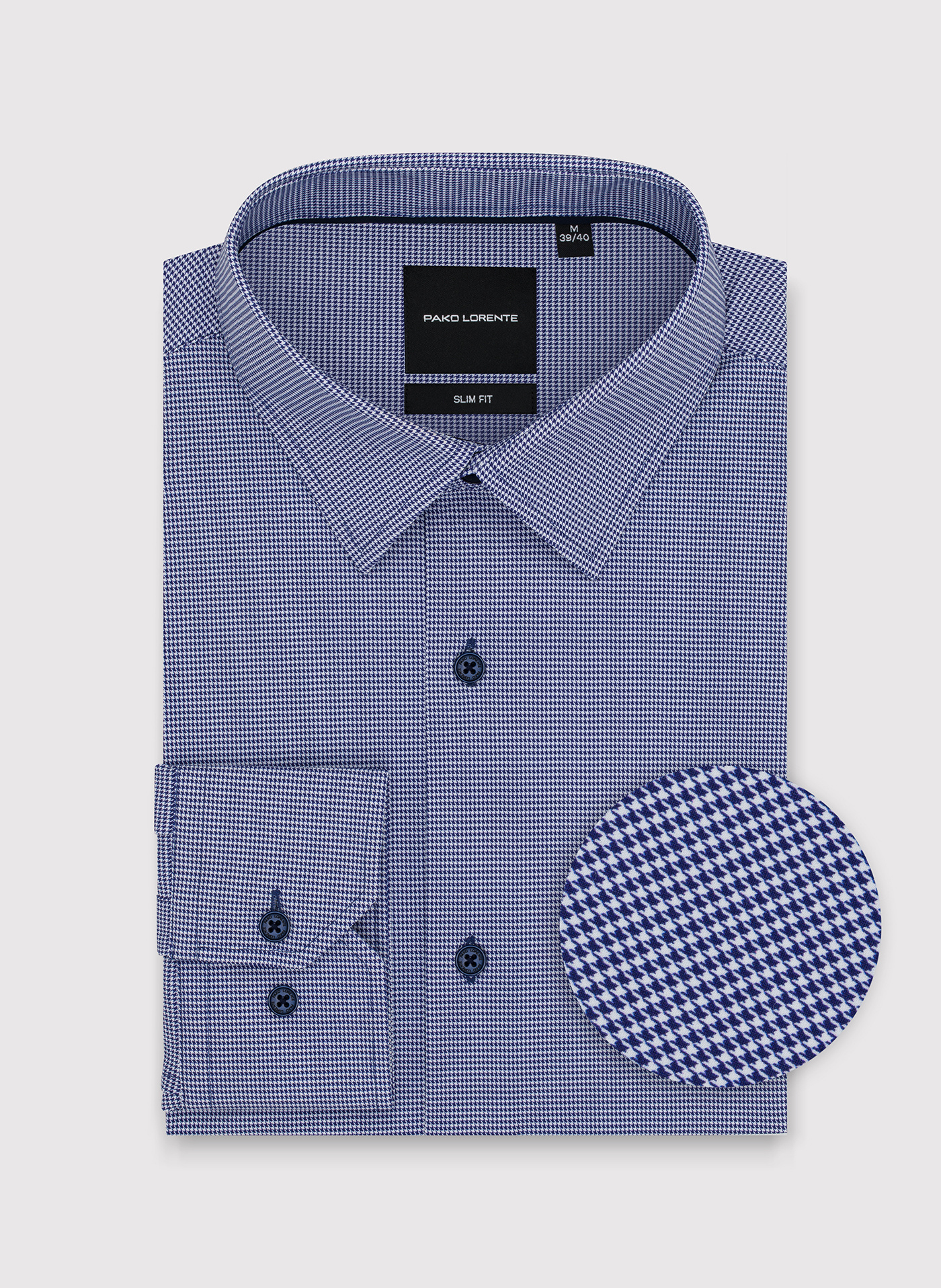 Granatowa dzianinowa koszula w pepitkę - Pako Lorente