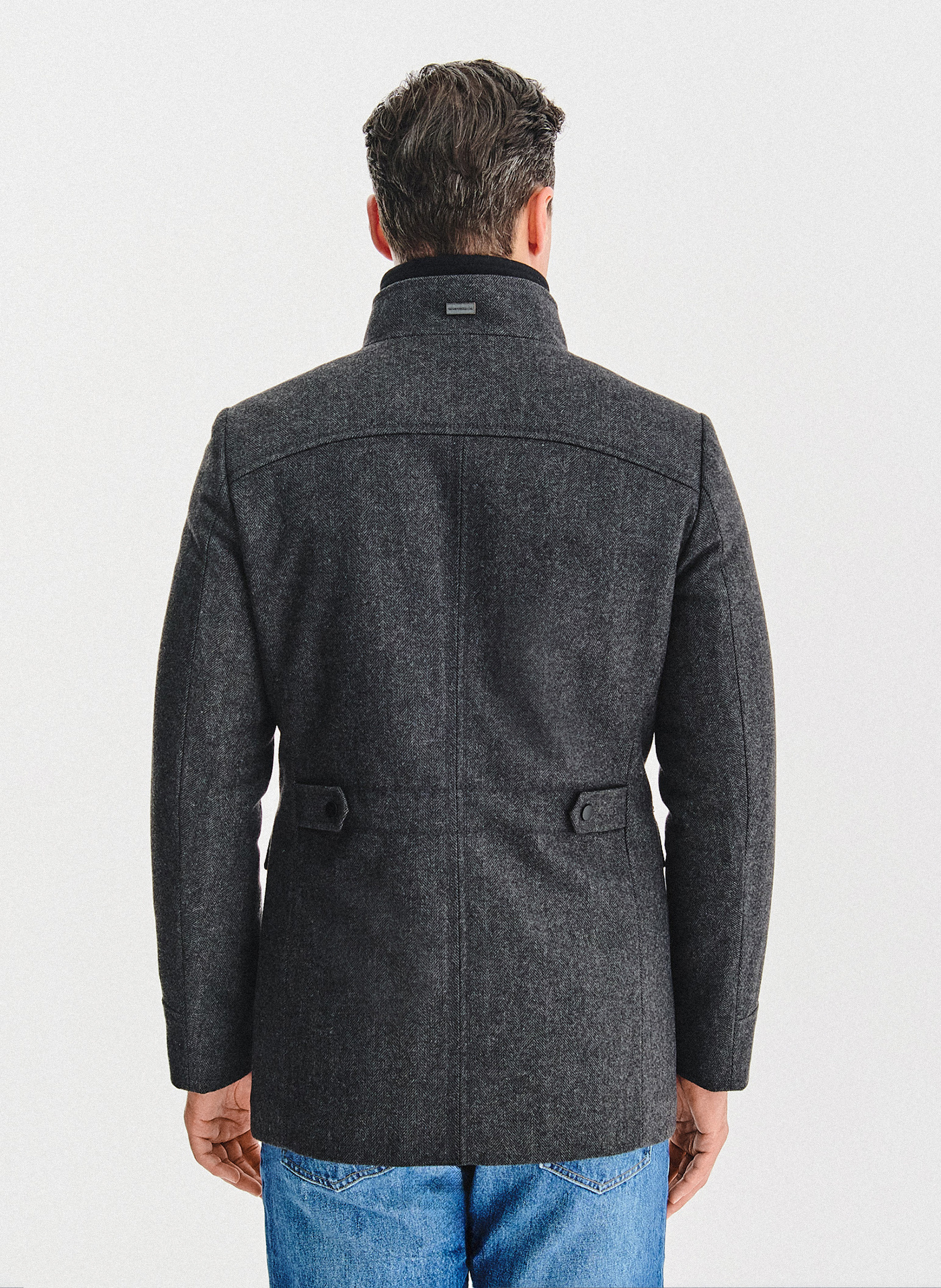 PAKO LORENTE - Szary płaszcz zapinany na guziki - Pako Lorente