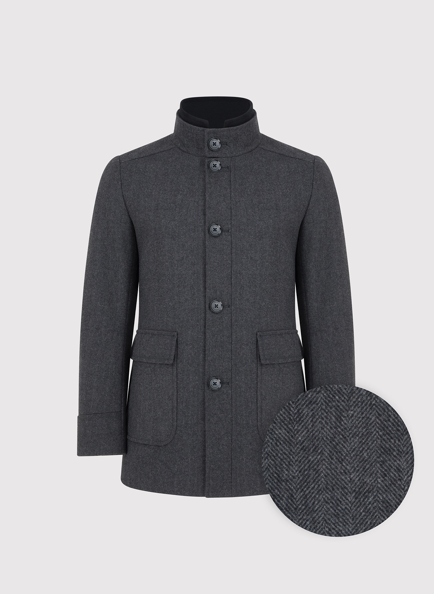 PAKO LORENTE - Szary płaszcz zapinany na guziki - Pako Lorente