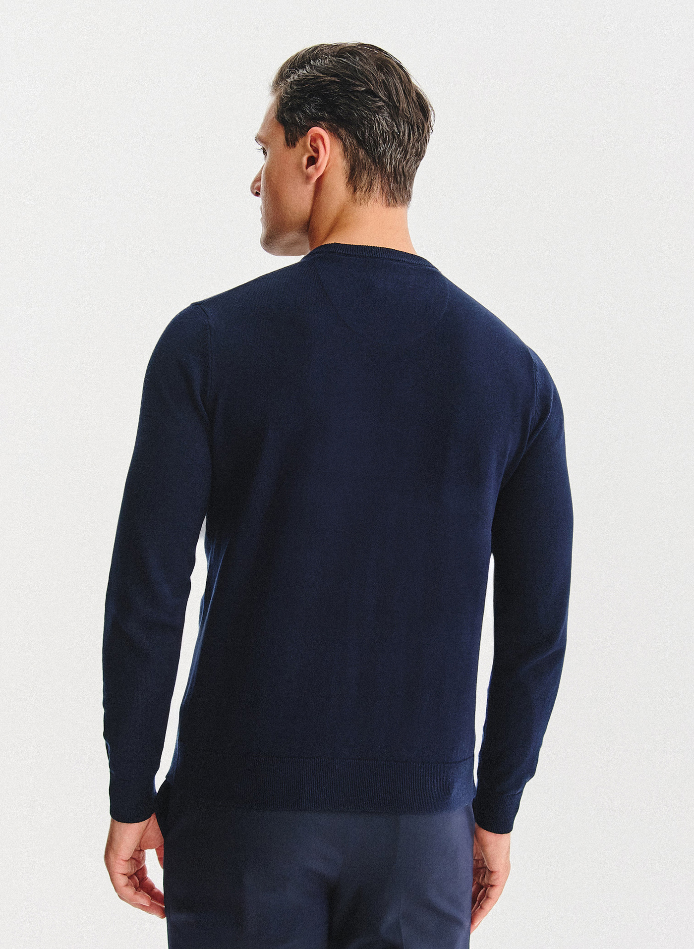 Granatowy bawełniany sweter z kaszmirem - Pako Lorente