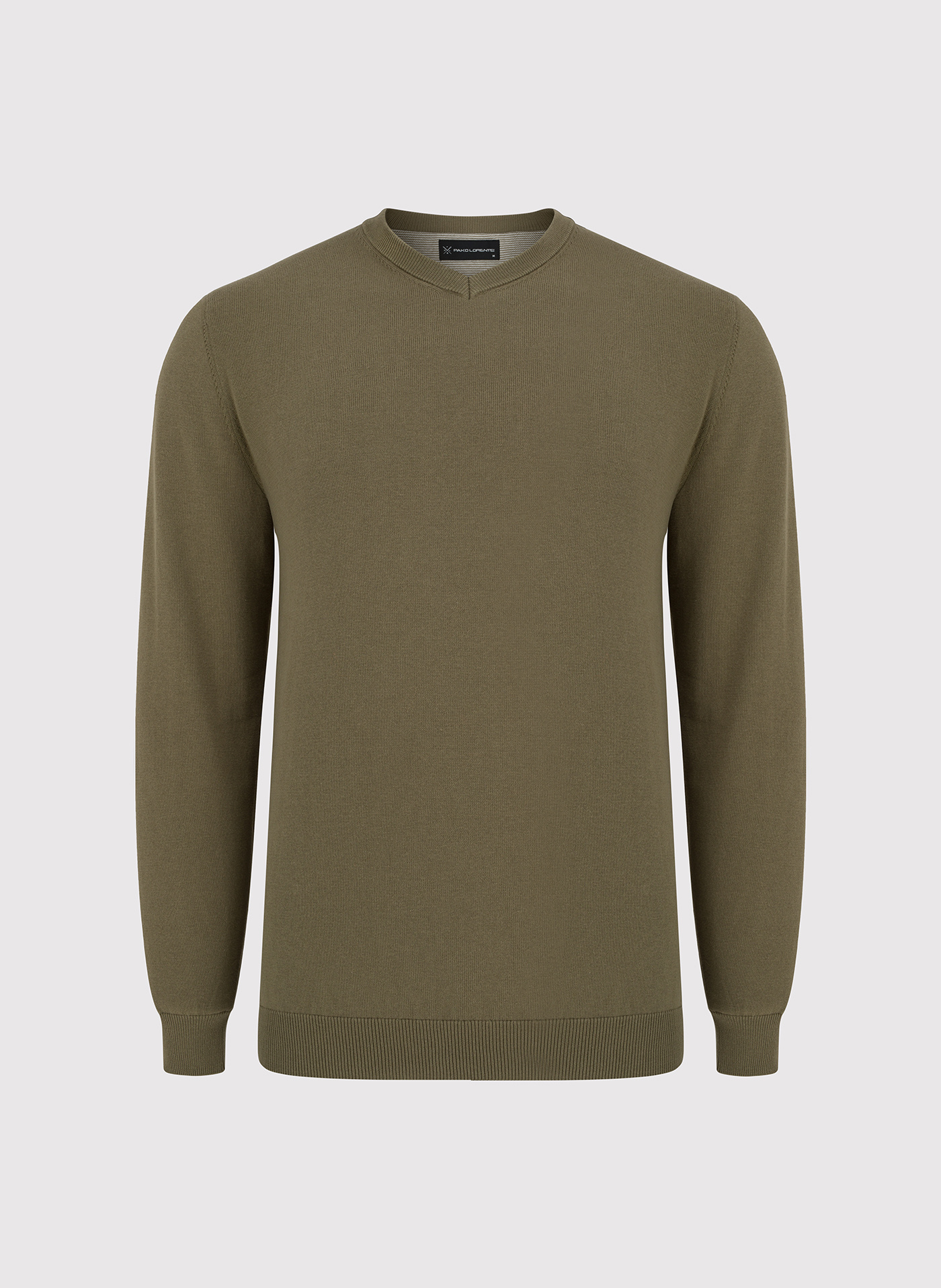 Zielony męski sweter w serek - Pako Lorente