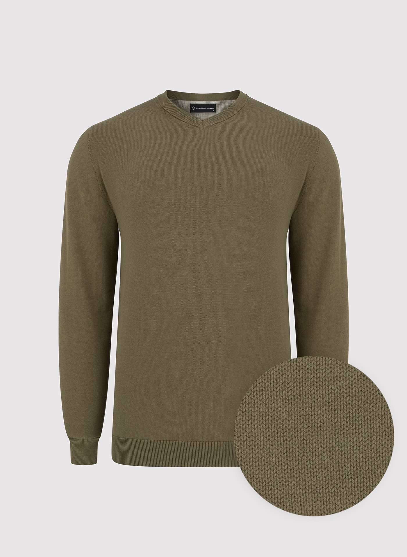 Zielony męski sweter w serek - Pako Lorente