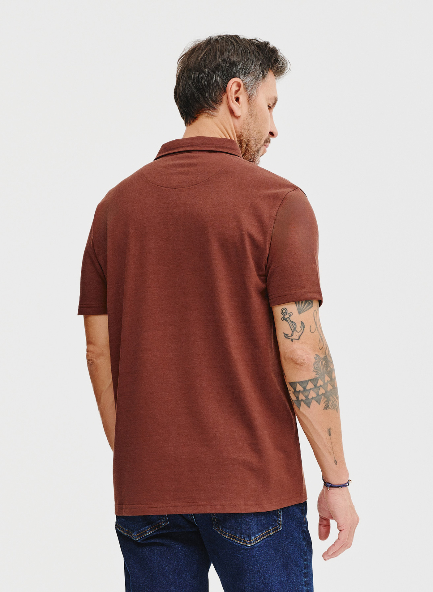 Męski t-shirt polo w kolorze brązowym - Pako Lorente