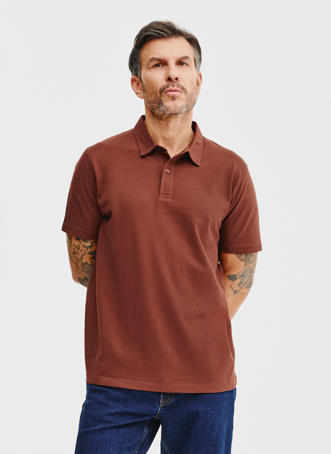 Męski t-shirt polo w kolorze brązowym - Pako Lorente