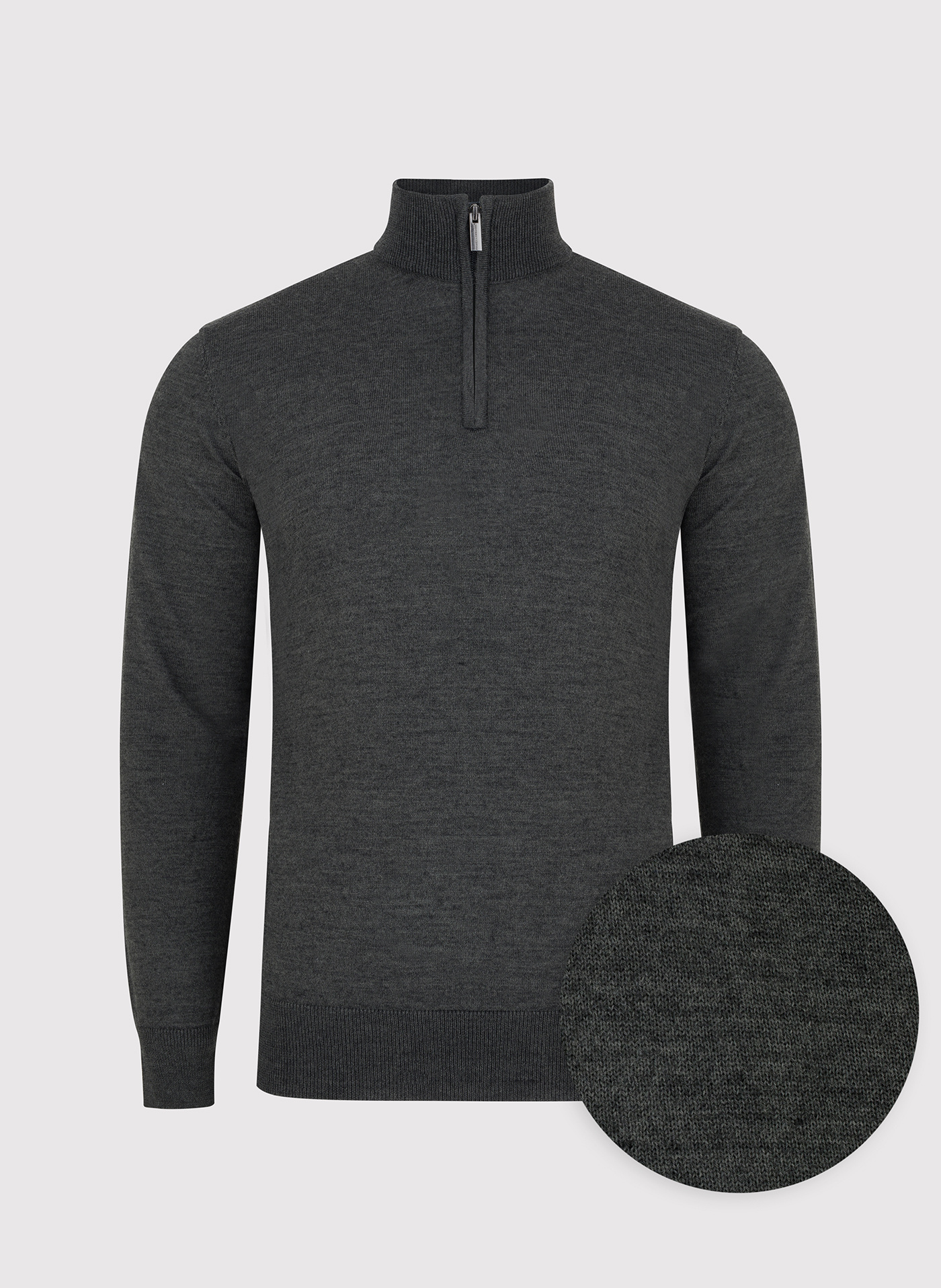 Grafitowy sweter męski ze stójką - Pako Lorente