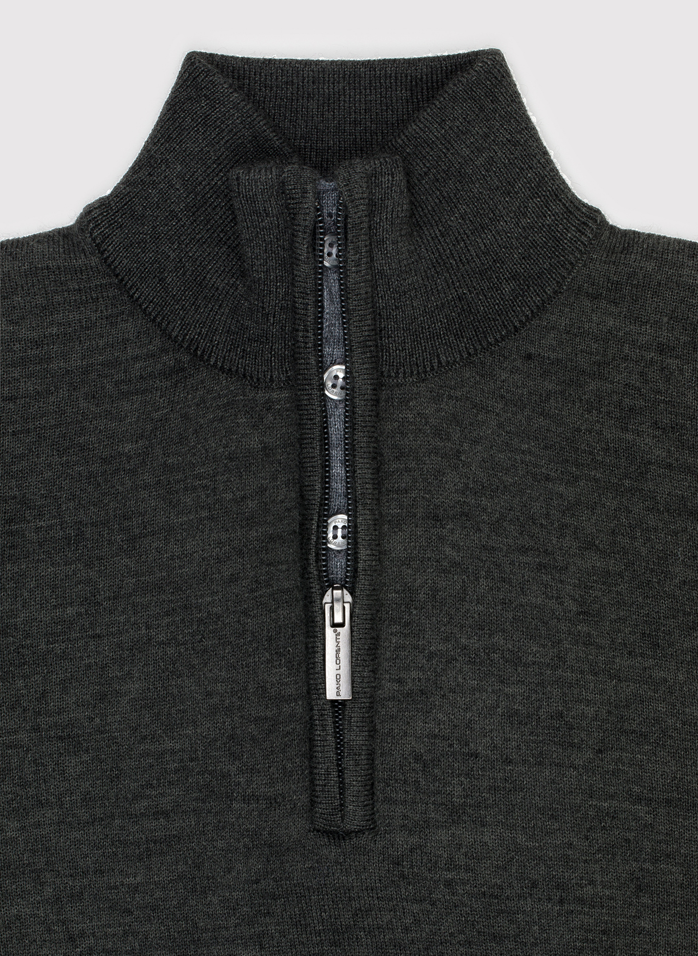 Grafitowy sweter męski ze stójką - Pako Lorente