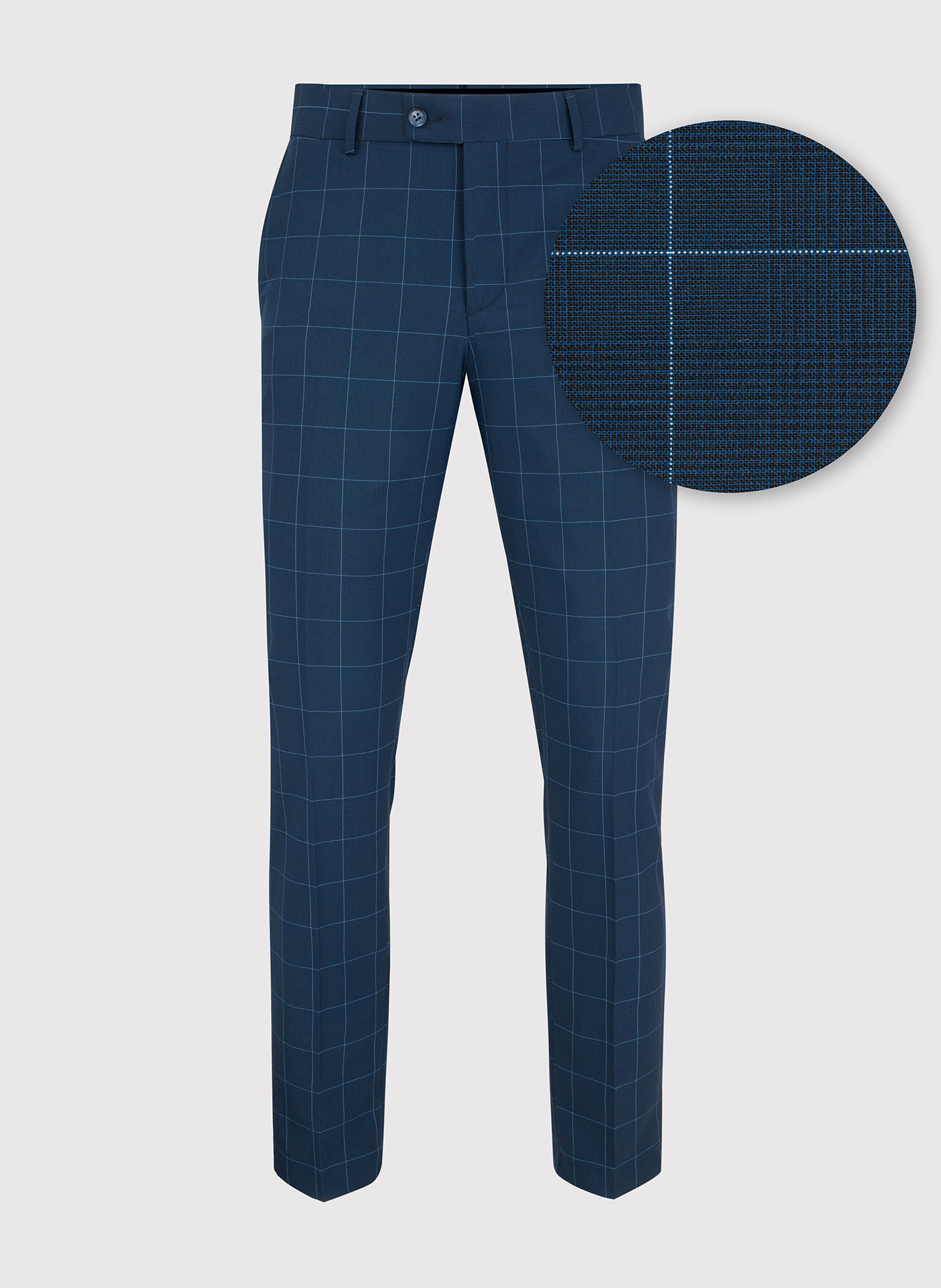 Męskie spodnie garniturowe w kolorze granatowym w niebieską kratkę - Pako Lorente