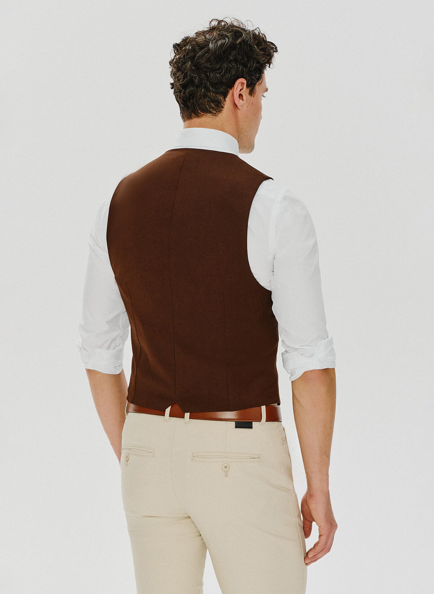 Brązowa dwurzędowa kamizelka męska - Pako Lorente
