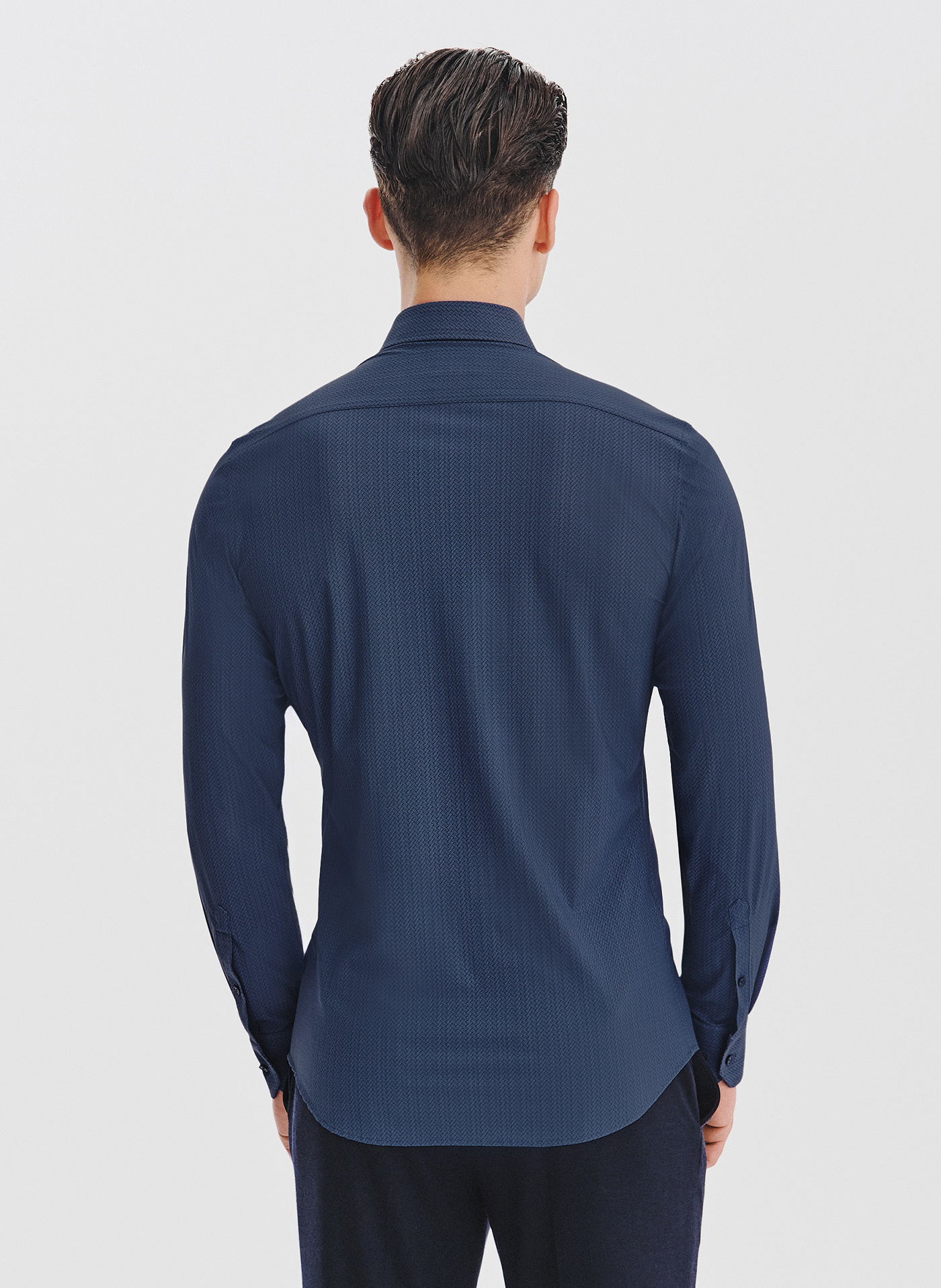 Granatowa dzianinowa koszula w jodełkę - Pako Lorente