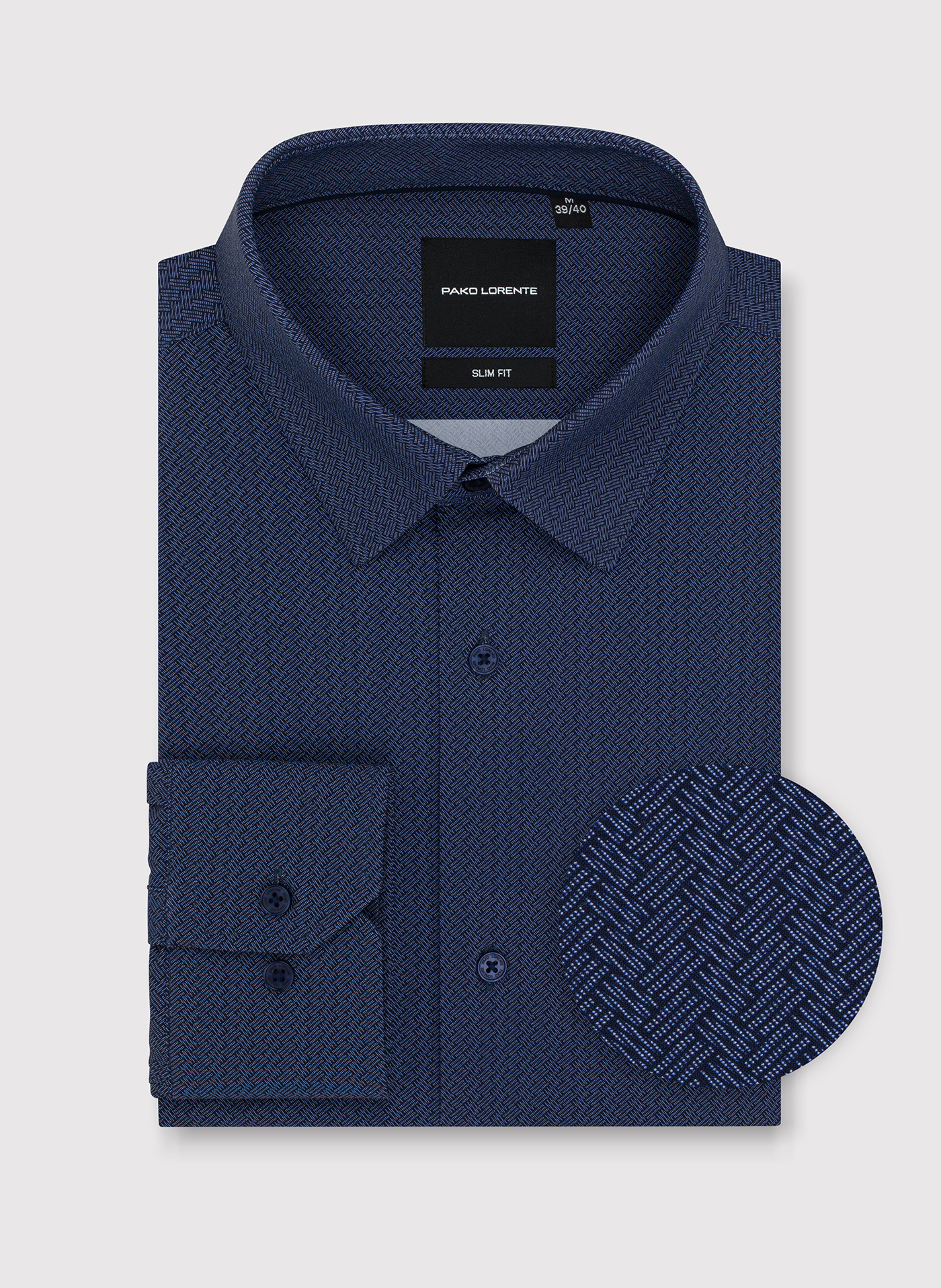 Granatowa dzianinowa koszula w jodełkę - Pako Lorente