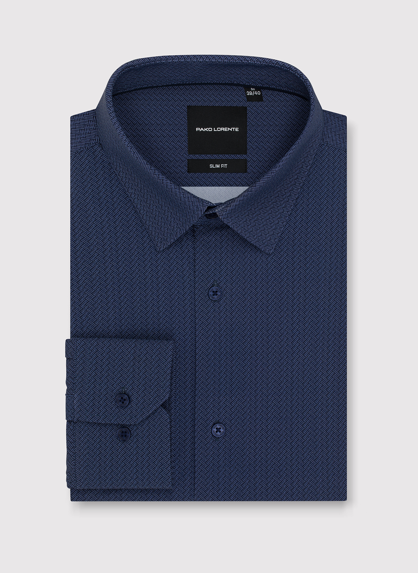 Granatowa dzianinowa koszula w jodełkę - Pako Lorente