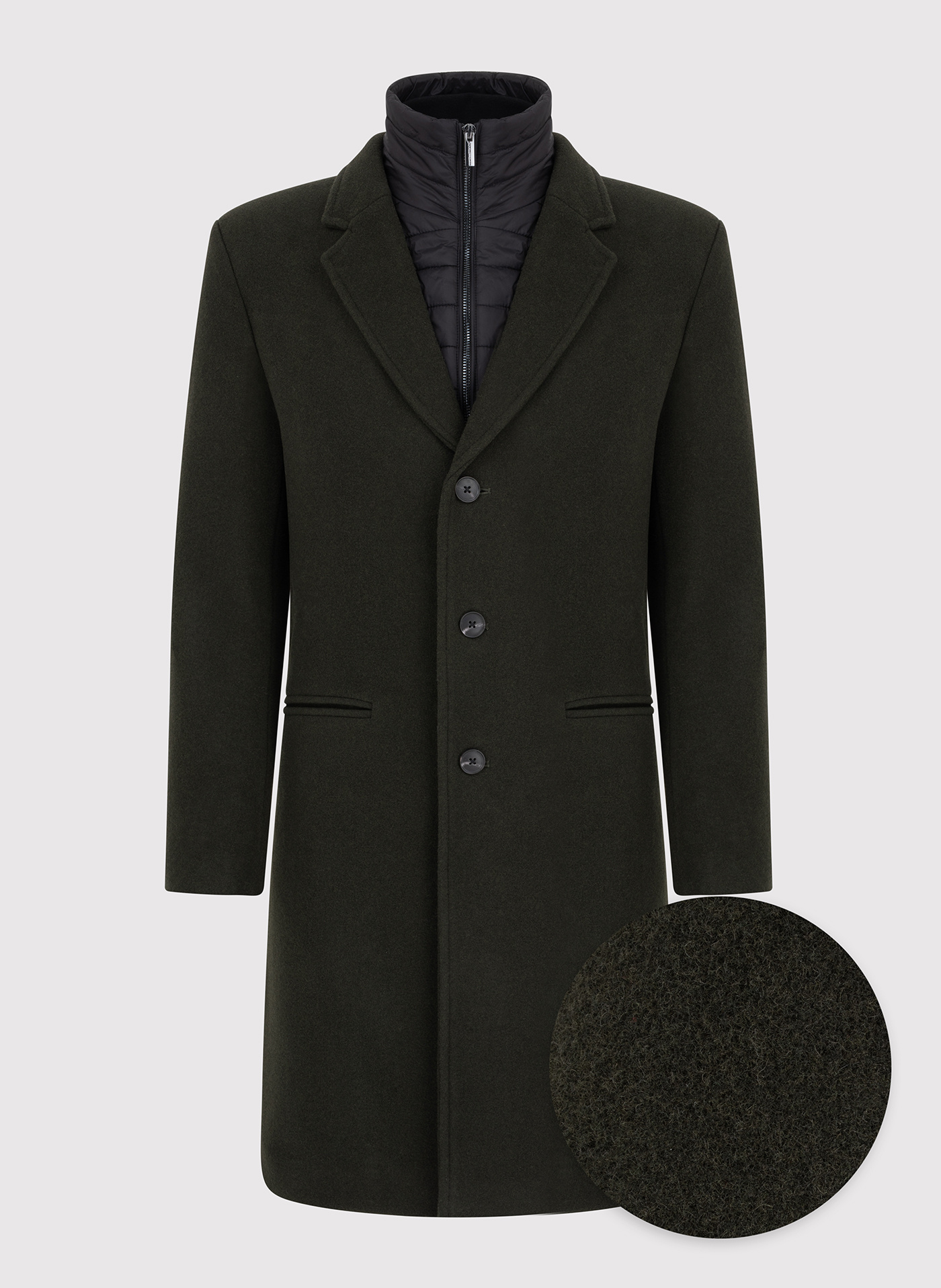 Wełniany płaszcz męski w kolorze zielonym - Pako Lorente