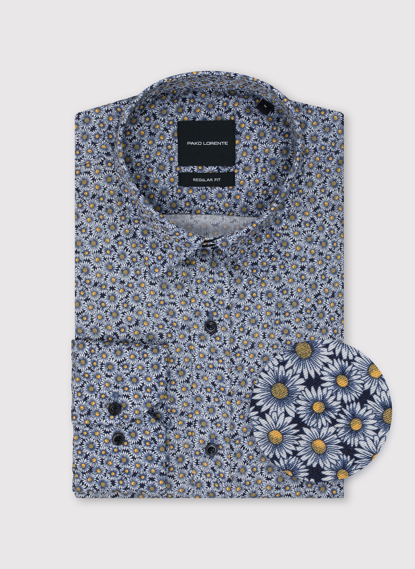 PAKO LORENTE - Granatowa koszula męska w kwiaty - Pako Lorente