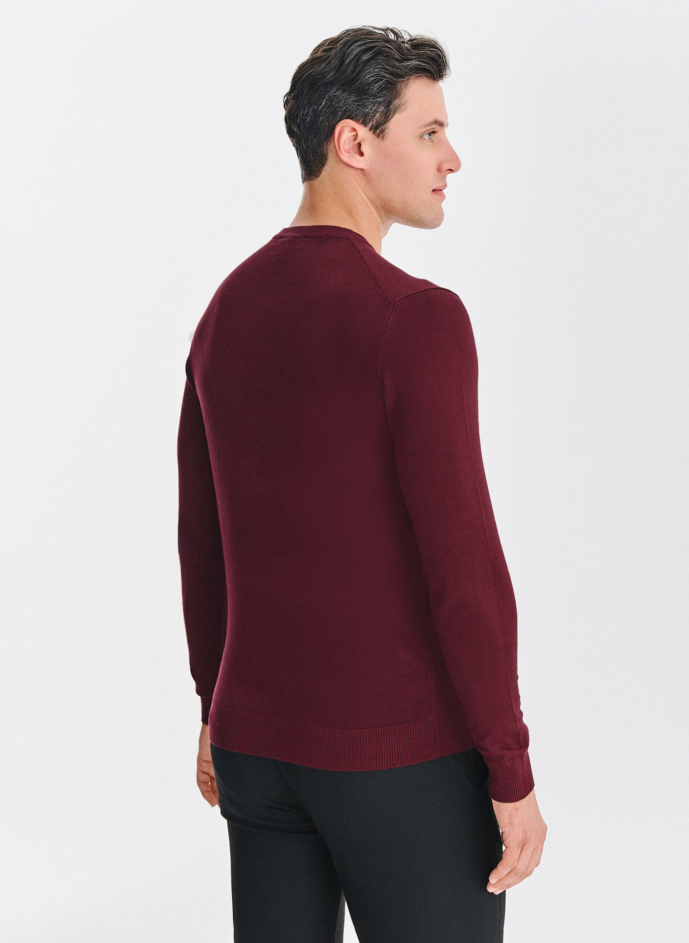 PAKO LORENTE - Bordowy sweter męski v-neck - Pako Lorente
