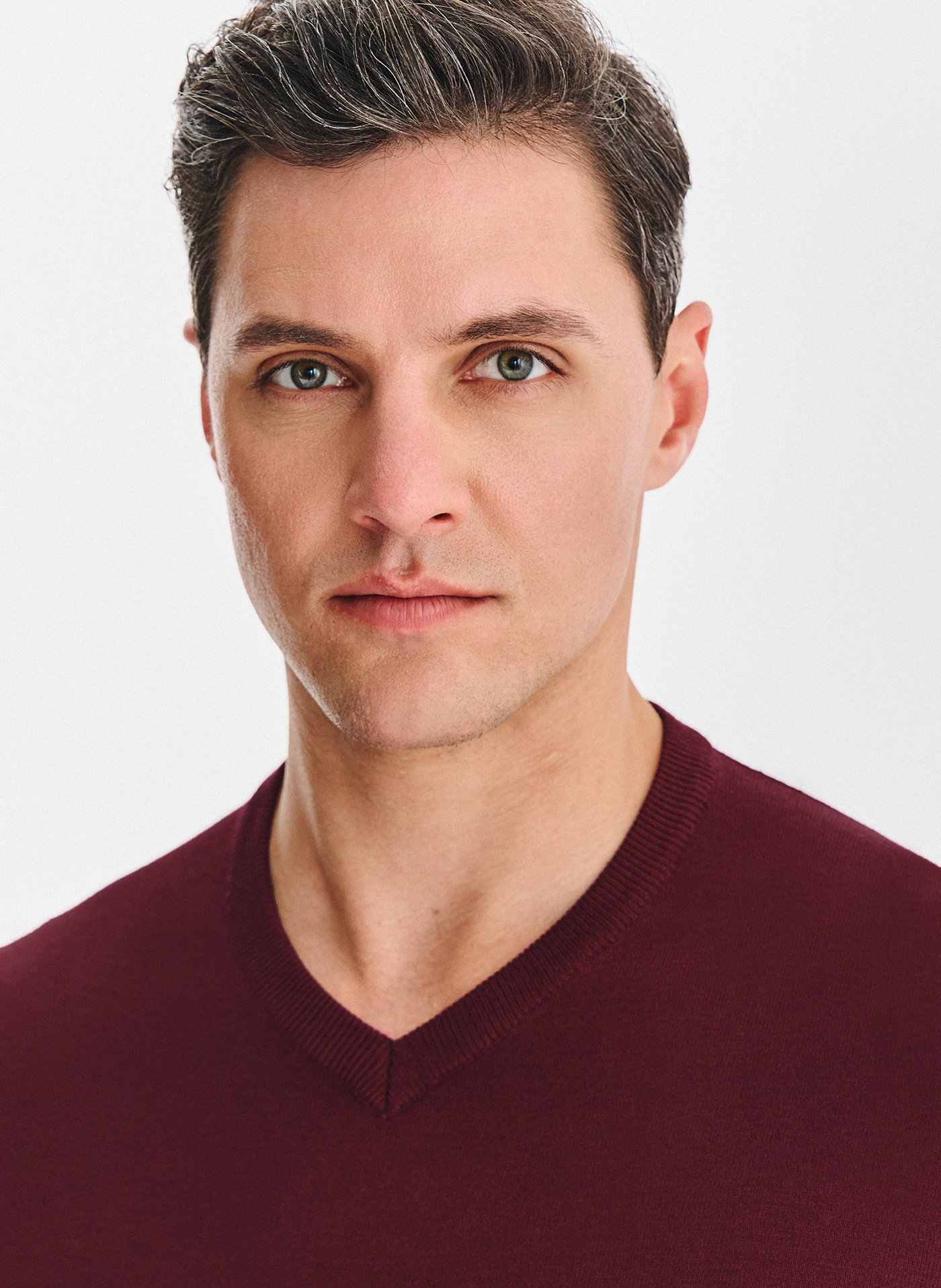 PAKO LORENTE - Bordowy sweter męski v-neck - Pako Lorente