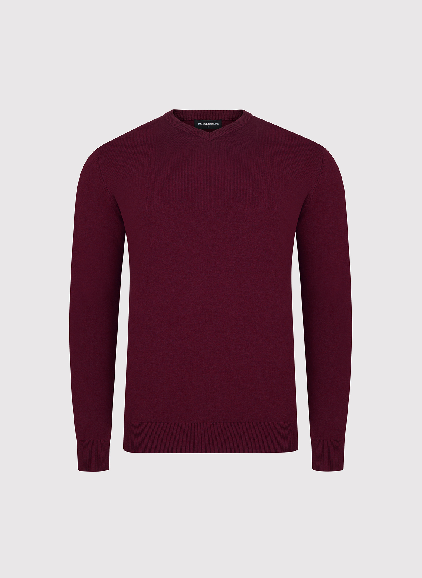 PAKO LORENTE - Bordowy sweter męski v-neck - Pako Lorente