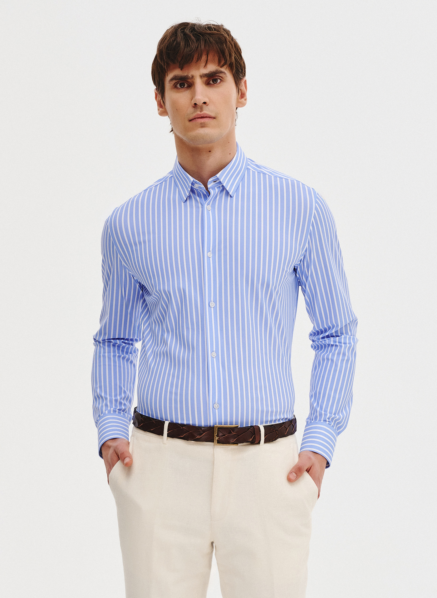 PAKO LORENTE - Dzianinowa koszula męska w paski - Pako Lorente