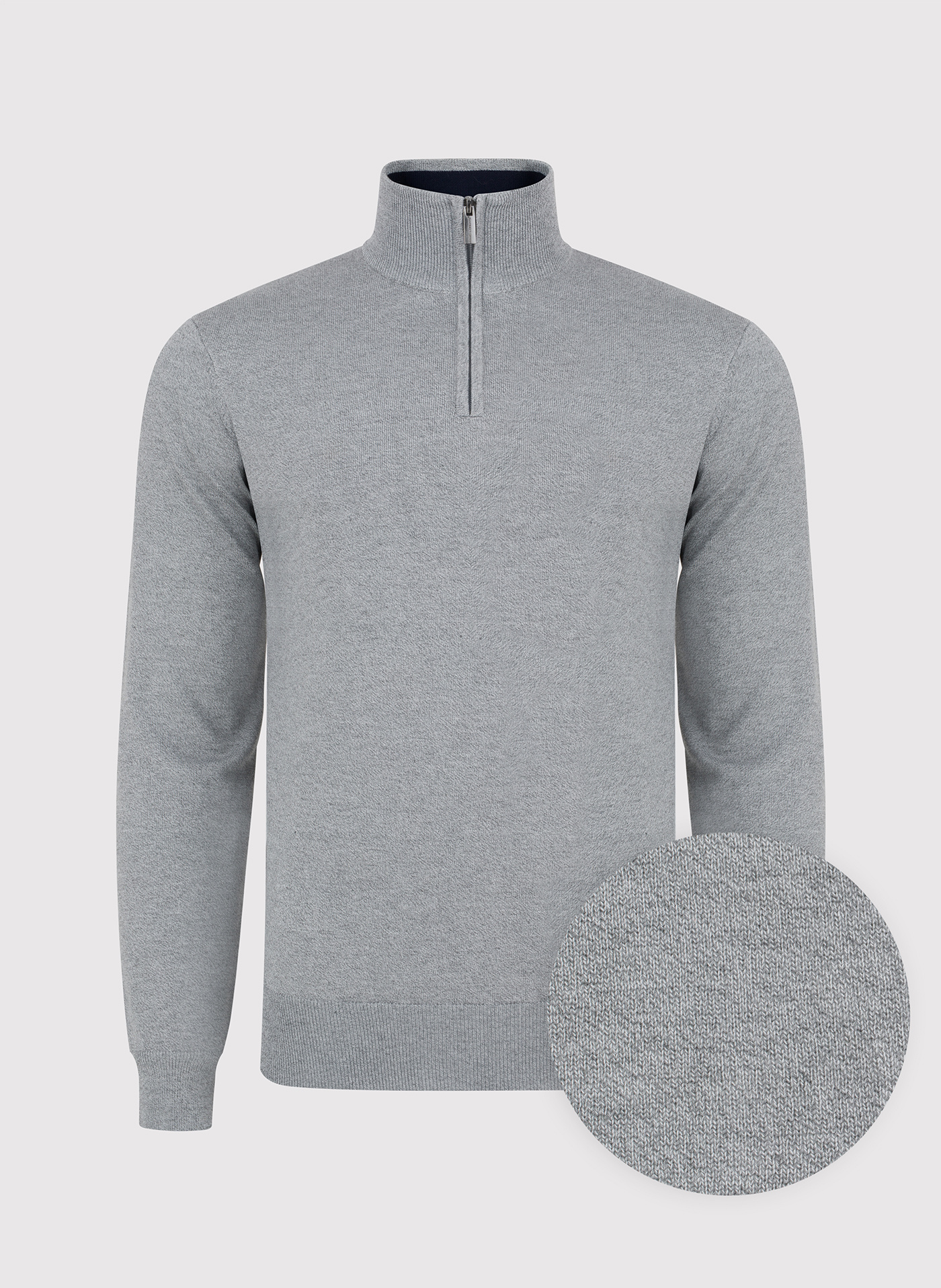 Szary sweter z wysoką stójką zapinaną na zamek - Pako Lorente