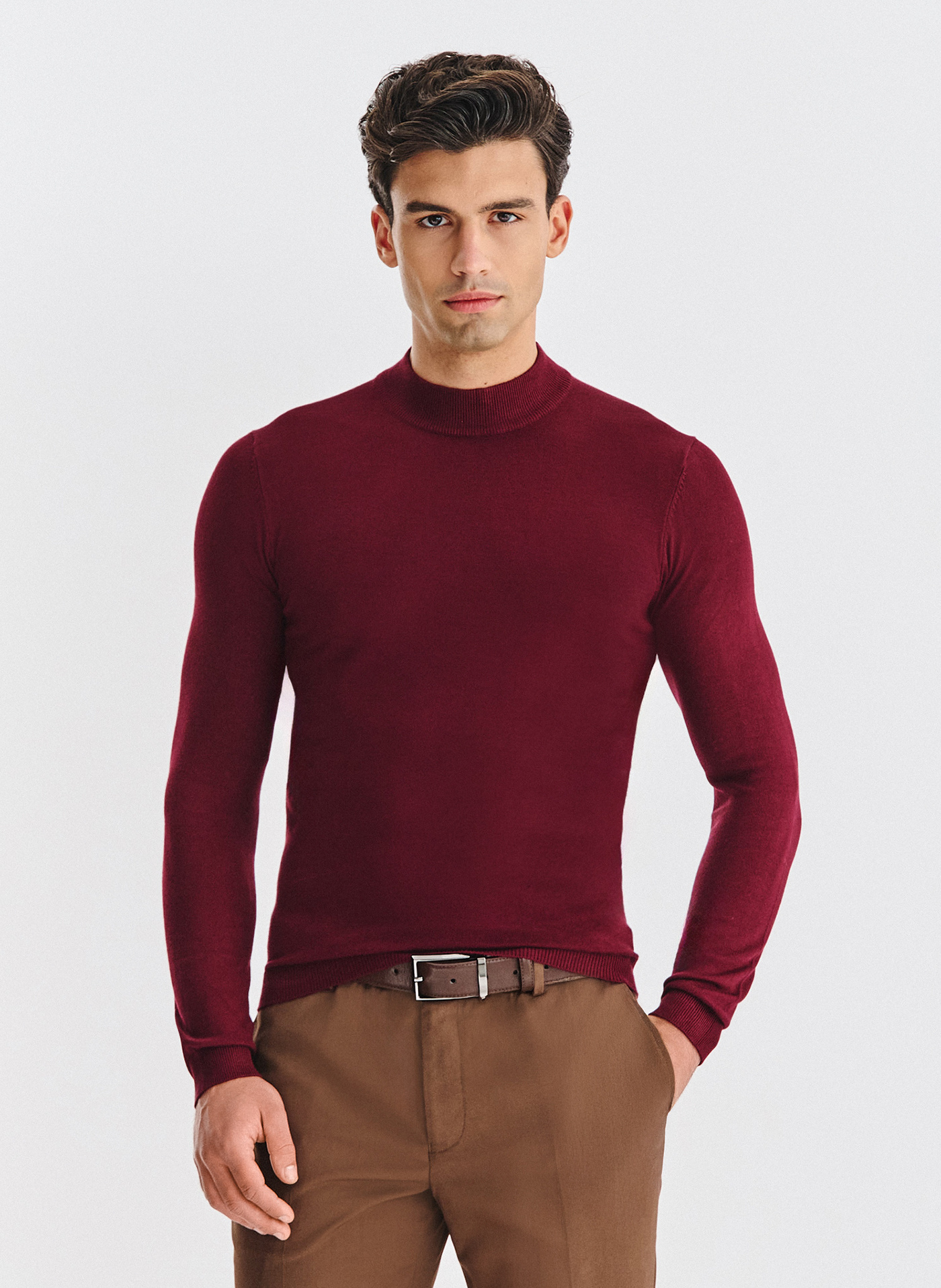 PAKO LORENTE - Półgolf męski w bordowym kolorze - Pako Lorente