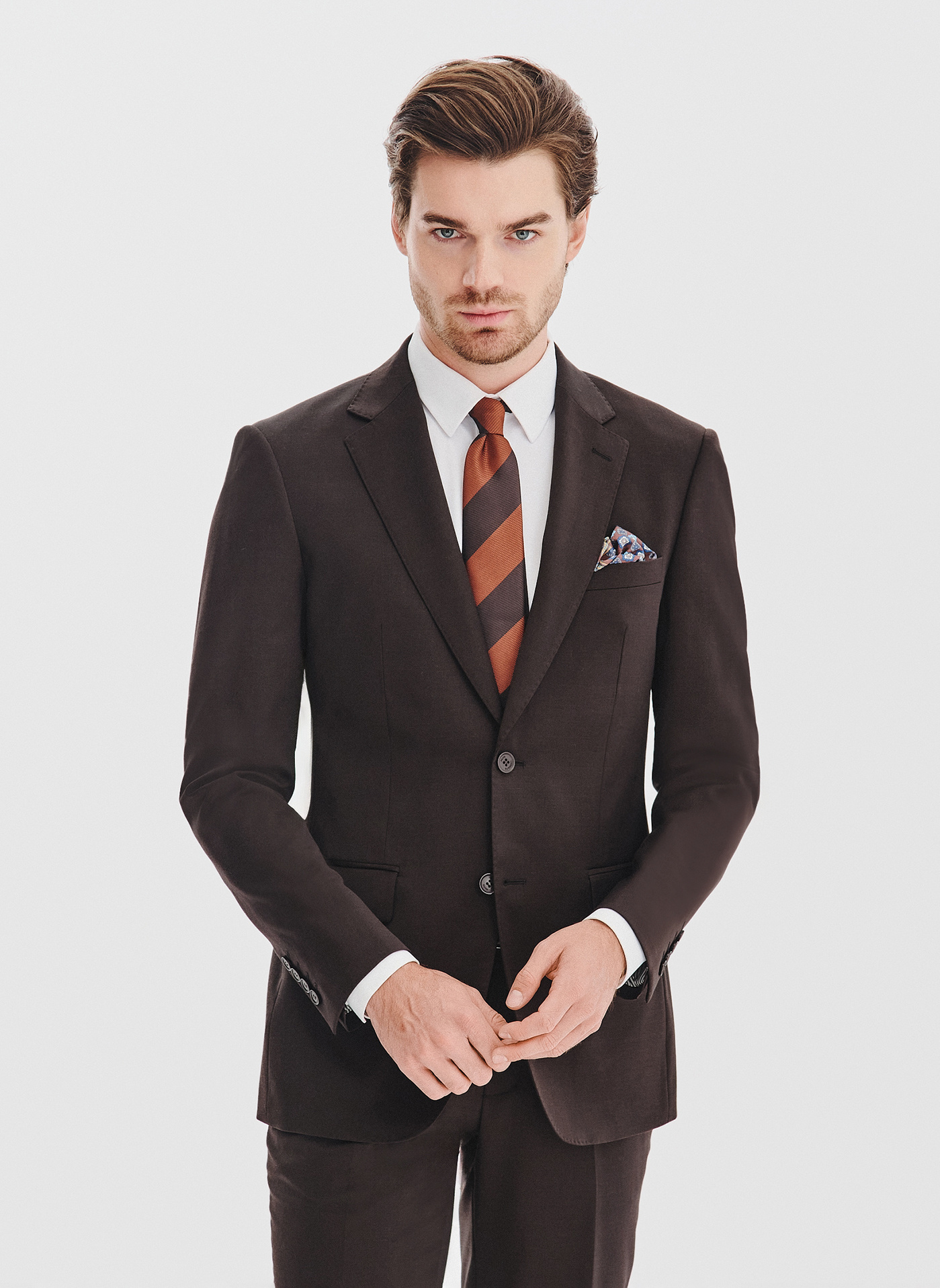 PAKO LORENTE - Brązowy garnitur męski - Pako Lorente