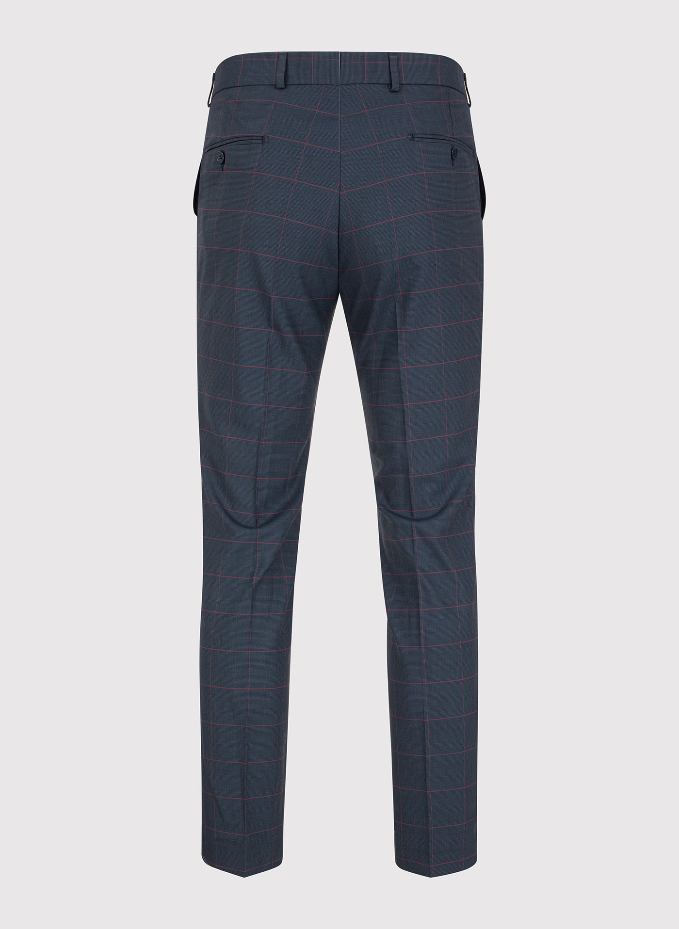 Granatowe spodnie garniturowe w bordową kratę Windowpane - Pako Lorente
