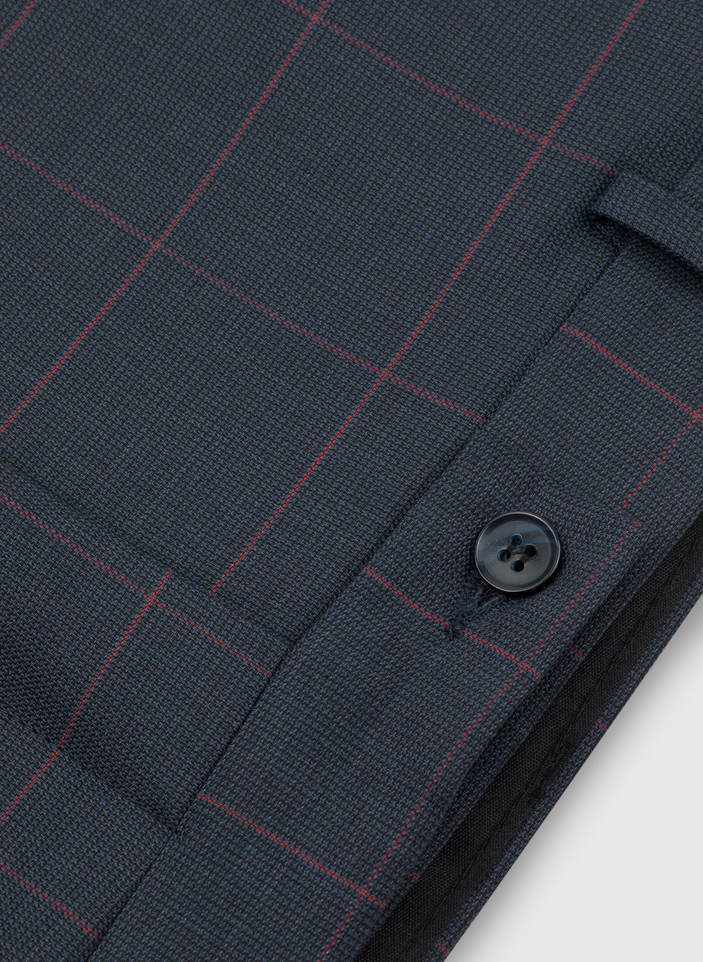 Granatowe spodnie garniturowe w bordową kratę Windowpane - Pako Lorente
