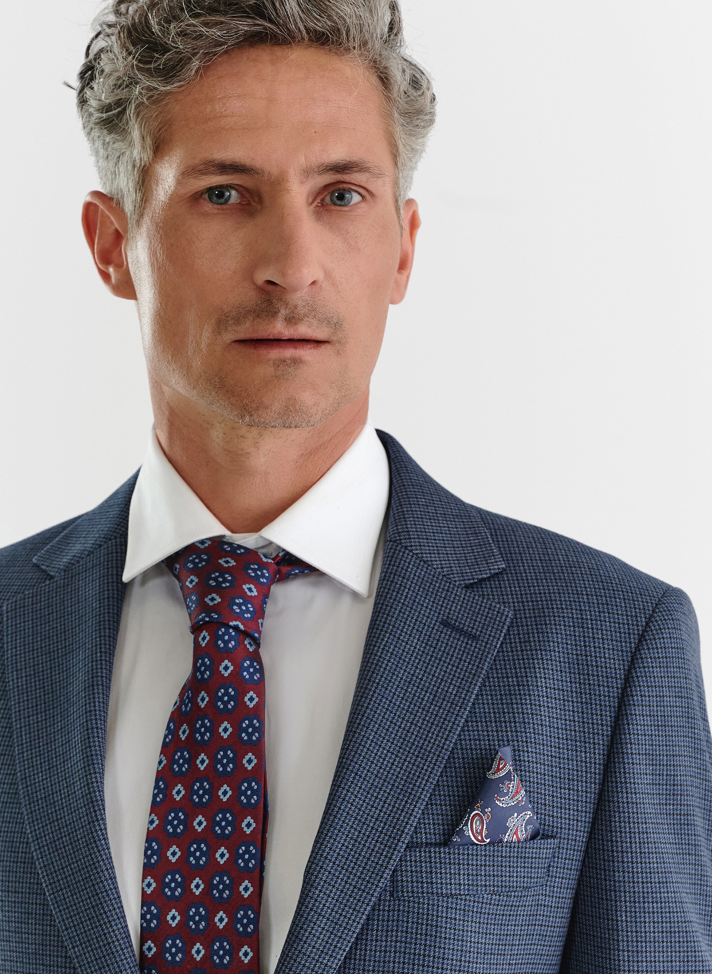 Granatowa marynarka garniturowa w pepitkę - Pako Lorente